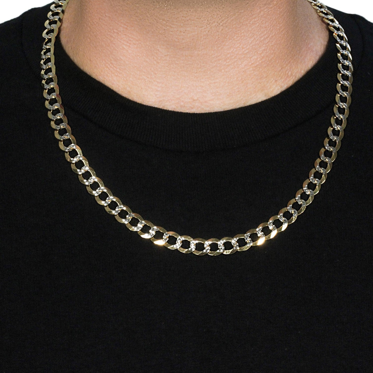 10 mm 14k Two Tone Gold Pave Curb Chain (9.70 mm) - LinkagejewelrydesignLinkagejewelrydesign