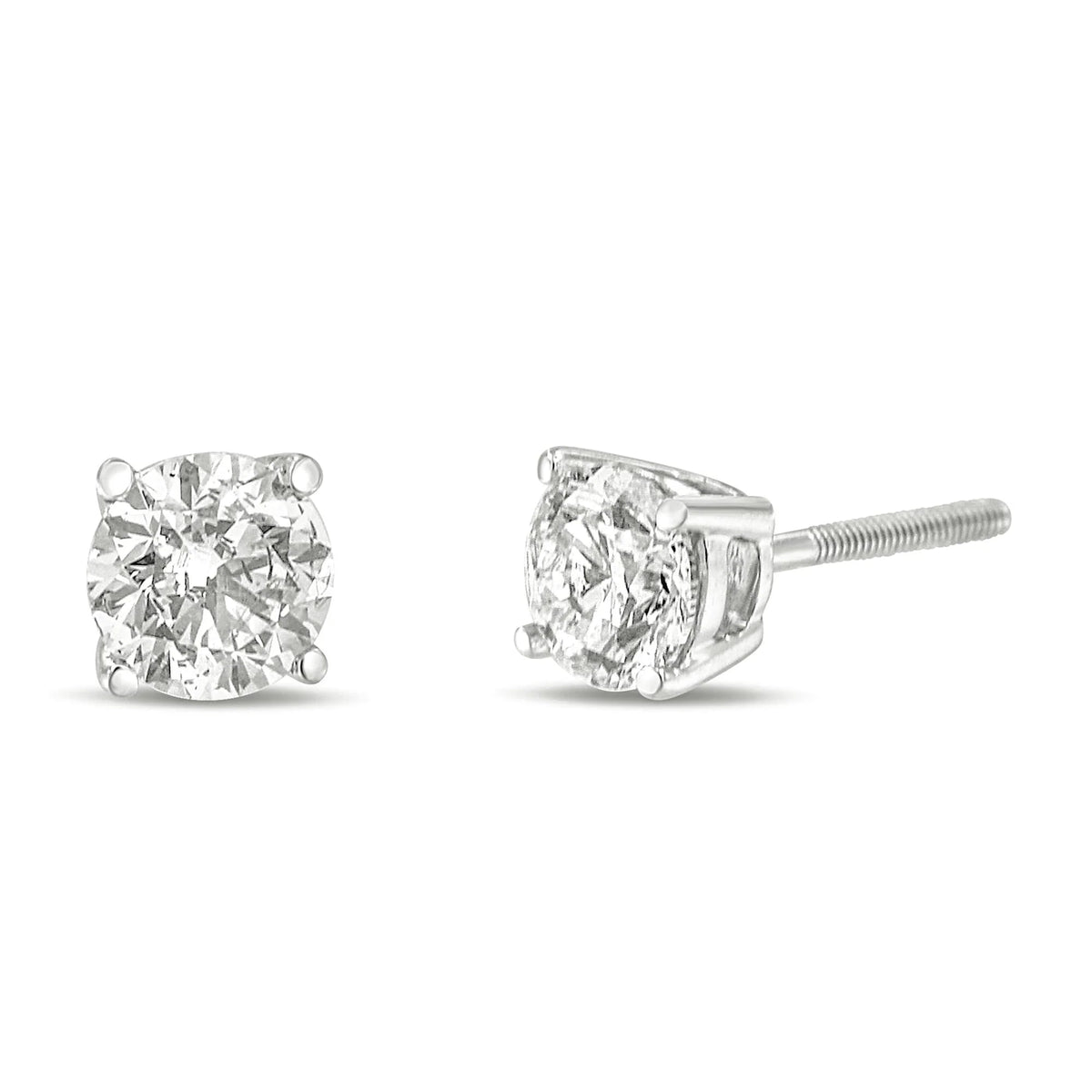 10K Gold Lab Created Round Brilliant Cut Diamond Classic 4 - Prong Solitaire Stud Earrings - LinkagejewelrydesignLinkagejewelrydesign