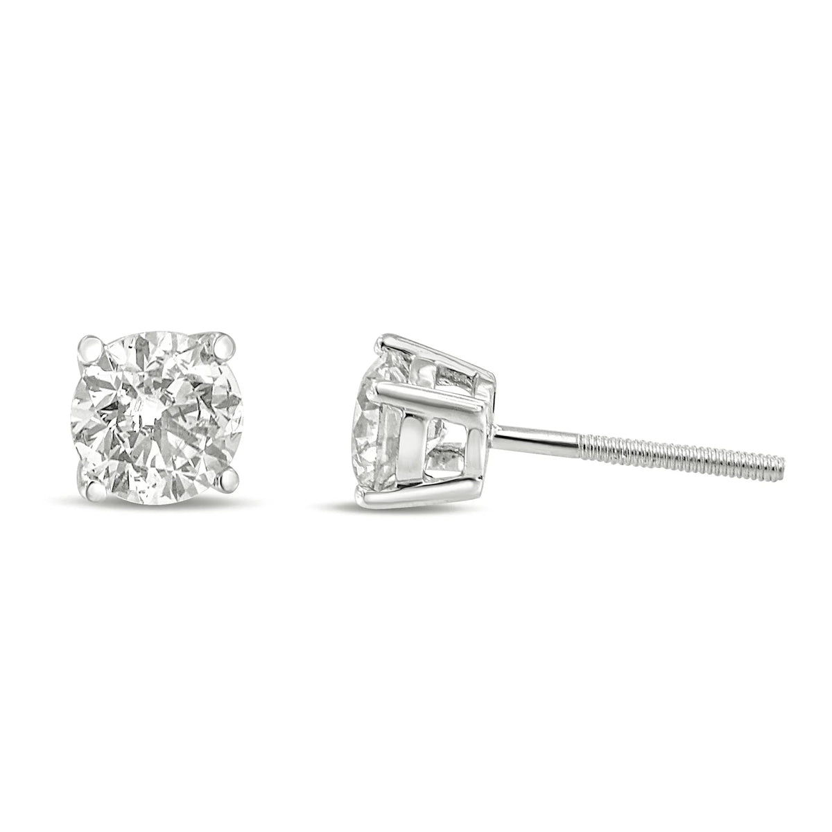 10K Gold Lab Created Round Brilliant Cut Diamond Classic 4 - Prong Solitaire Stud Earrings - LinkagejewelrydesignLinkagejewelrydesign
