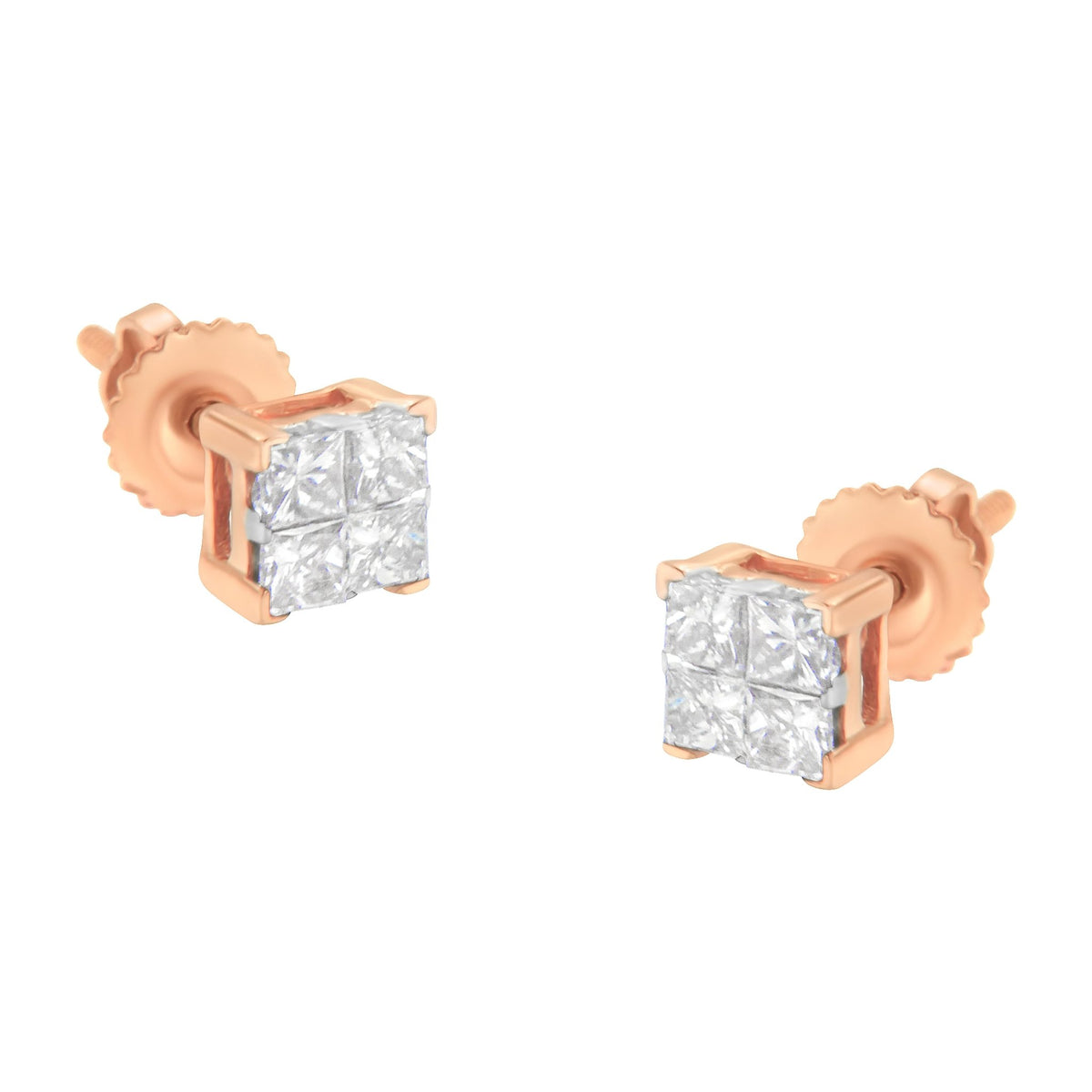 10K Gold Princess Diamond Composite Stud Earring (1/2 cttw, I - J Color, I1 - I2 Clarity) - LinkagejewelrydesignLinkagejewelrydesign