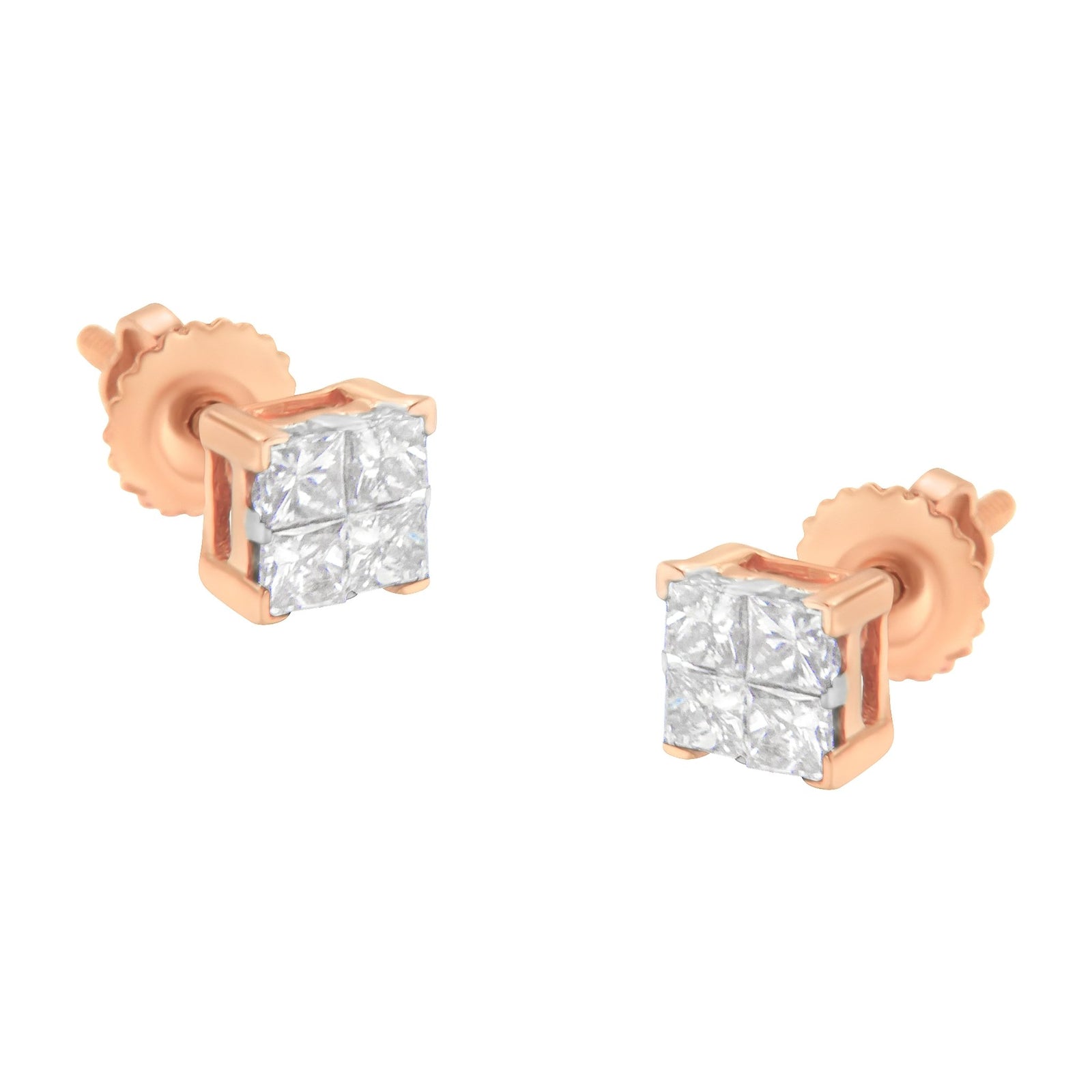 10K Gold Princess Diamond Composite Stud Earring (1/2 cttw, I - J Color, I1 - I2 Clarity) - LinkagejewelrydesignLinkagejewelrydesign