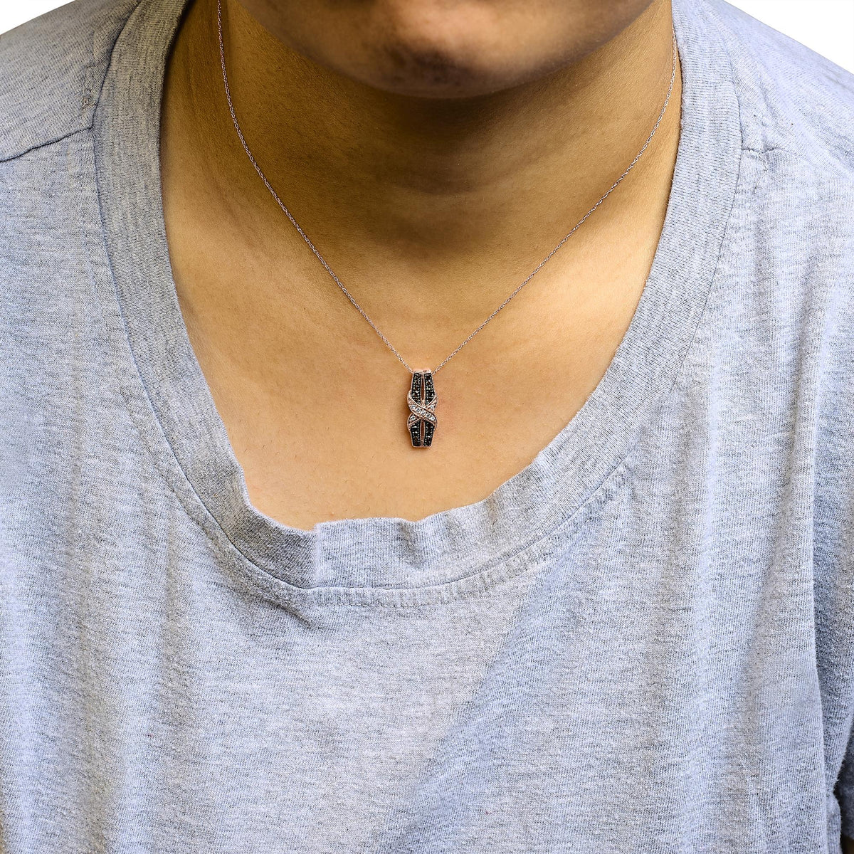 10K Rose Gold 1/4 Cttw White and Chocolate Brown Diamond Infinity Twist Pendant Necklace (I - J Color, I1 - I2 Clarity) - LinkagejewelrydesignLinkagejewelrydesign