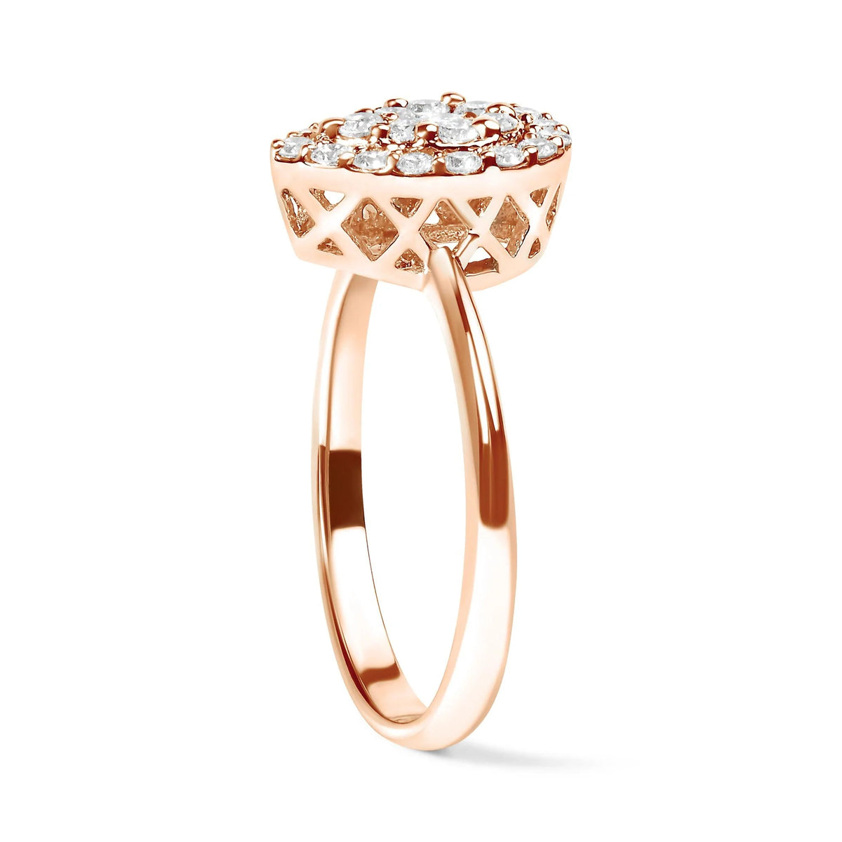 10K Rose Gold 3/8 Cttw Composite Diamond Pear Shaped Halo Promise Ring (I - J Color, I2 - I3 Clarity) - LinkagejewelrydesignLinkagejewelrydesign