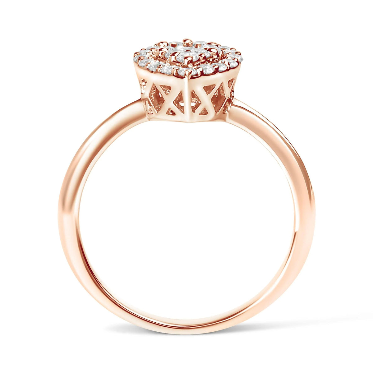 10K Rose Gold 3/8 Cttw Composite Diamond Pear Shaped Halo Promise Ring (I - J Color, I2 - I3 Clarity) - LinkagejewelrydesignLinkagejewelrydesign