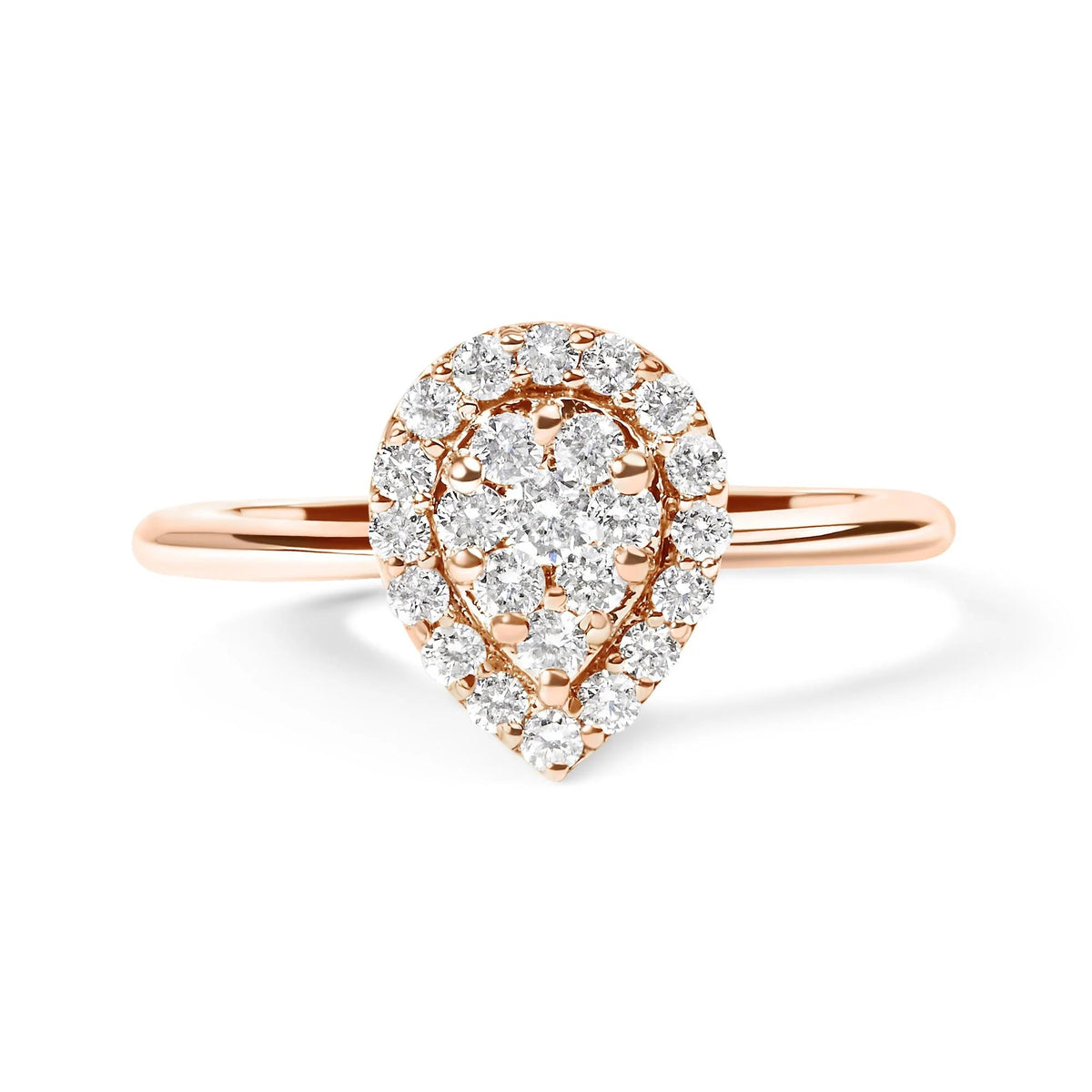 10K Rose Gold 3/8 Cttw Composite Diamond Pear Shaped Halo Promise Ring (I - J Color, I2 - I3 Clarity) - LinkagejewelrydesignLinkagejewelrydesign