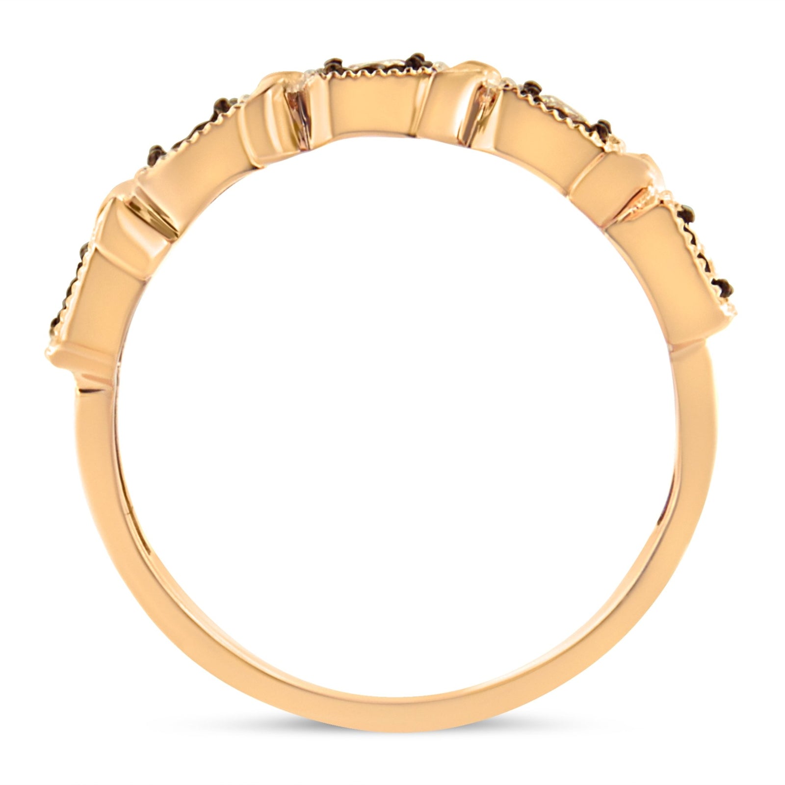 10K Rose Gold Flashed .925 Sterling Silver Miracle - Set Diamond 5 - Stone Band Ring (1/4 Cttw, J - K Color, I1 - I2 Clarity) - LinkagejewelrydesignLinkagejewelrydesign