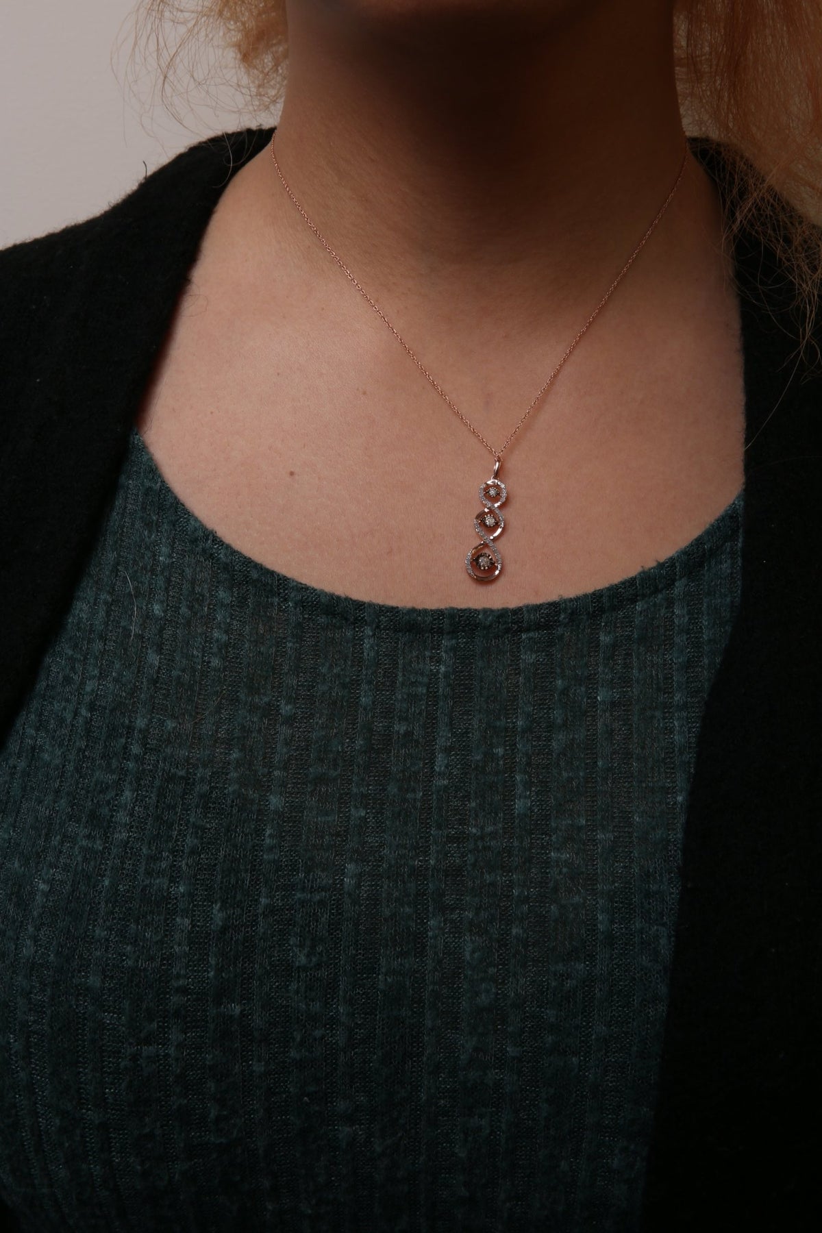 10K Two Toned Gold Plated .925 Sterling Silver 1/2 Cttw Round Diamond Twisted 18&quot; Pendant Necklace (Champagne Color, I2 - I3 Clarity) - LinkagejewelrydesignLinkagejewelrydesign