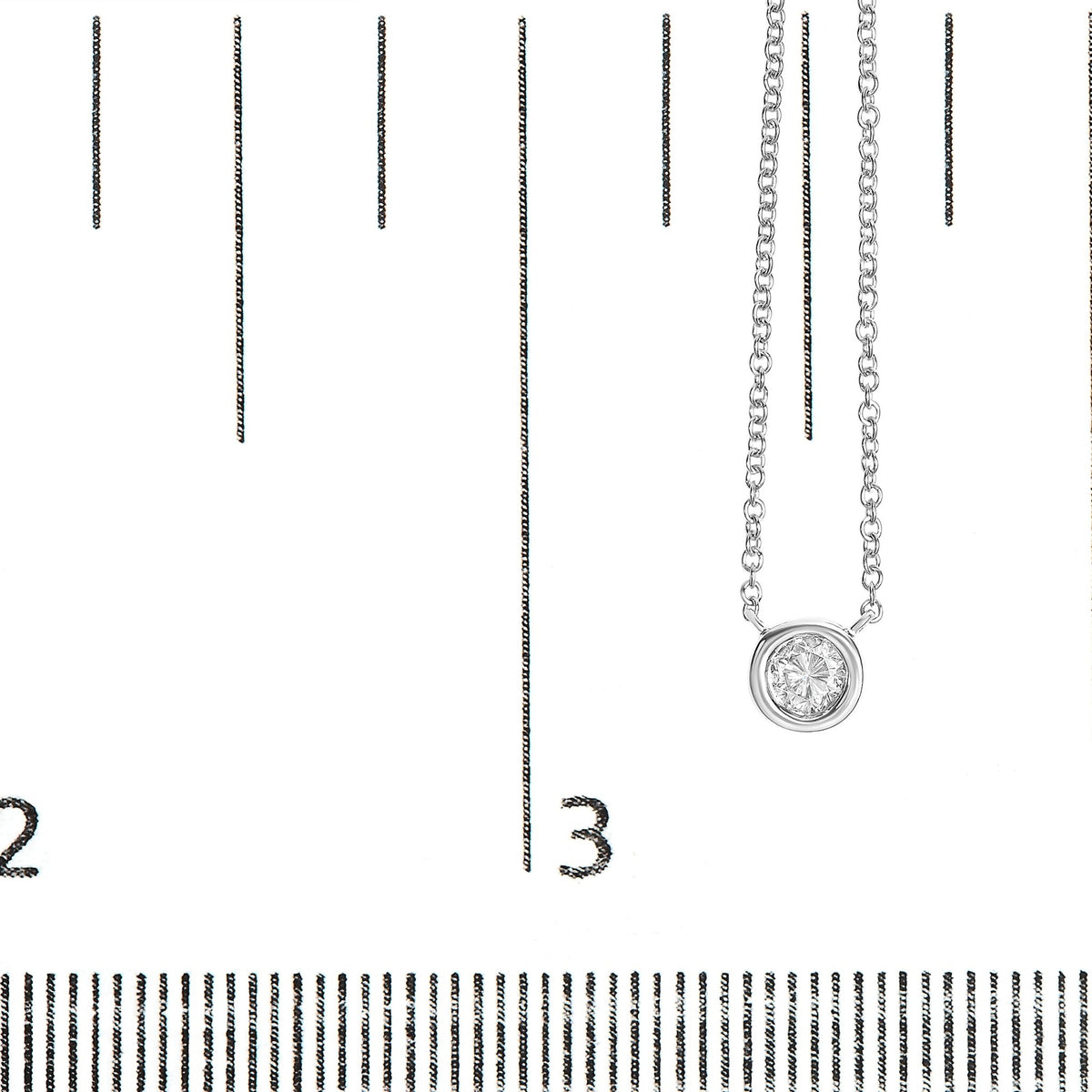 10K White Gold 1/10 Carat Round Brilliant - Cut Diamond Modern Bezel - Set Solitaire 16&quot; - 18&quot; Pendant Necklace (H - I Color, SI2 - I1 Clarity) - LinkagejewelrydesignLinkagejewelrydesign