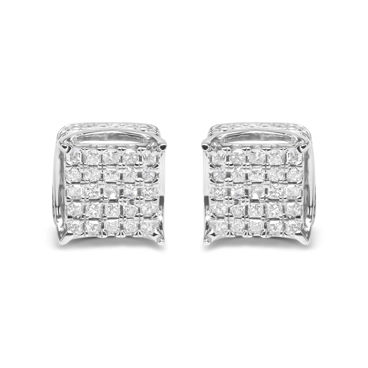 10K White Gold 1/2 Cttw Princess Cut Diamond Square Shaped Multi Stone Stud Earrings (H - I Color, SI1 - SI2 Clarity) - LinkagejewelrydesignLinkagejewelrydesign