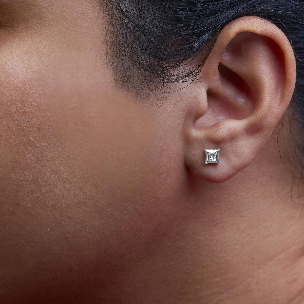 10K White Gold 1/3 Cttw Invisible Set Style Princess - Cut Diamond Stud Earrings (H - I Color, SI2 - I1 Clarity) - LinkagejewelrydesignLinkagejewelrydesign