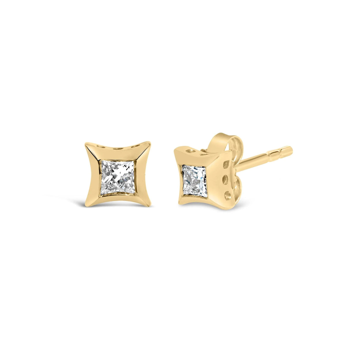 10K White Gold 1/5 Cttw Invisible Set Princess - Cut Diamond Stud Earrings (H - I Color, SI2 - I1 Clarity) - LinkagejewelrydesignLinkagejewelrydesign