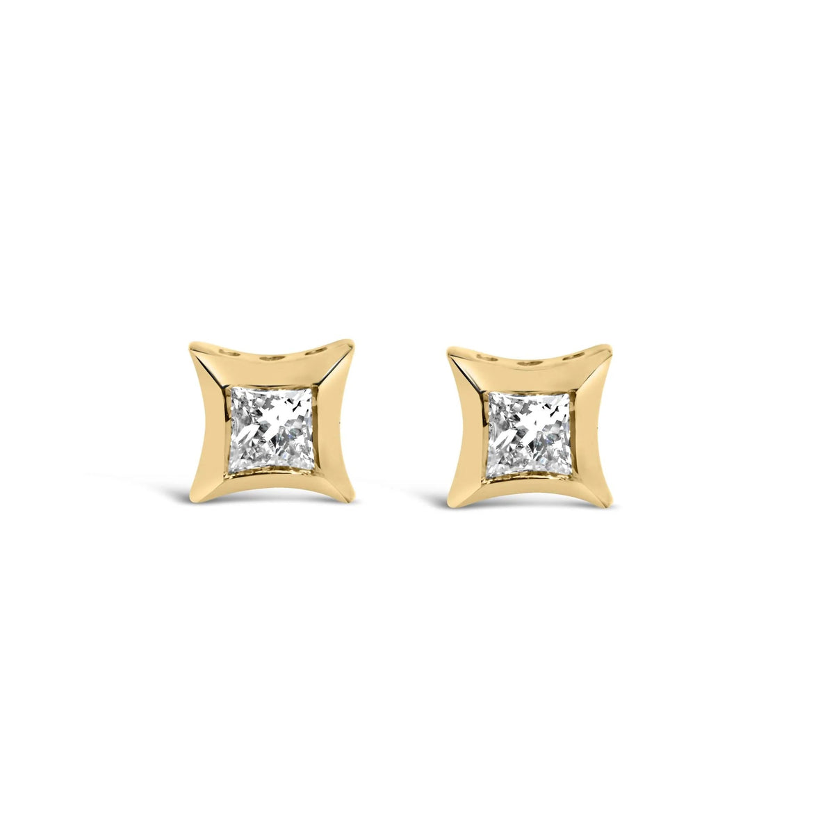 10K White Gold 1/5 Cttw Invisible Set Princess - Cut Diamond Stud Earrings (H - I Color, SI2 - I1 Clarity) - LinkagejewelrydesignLinkagejewelrydesign