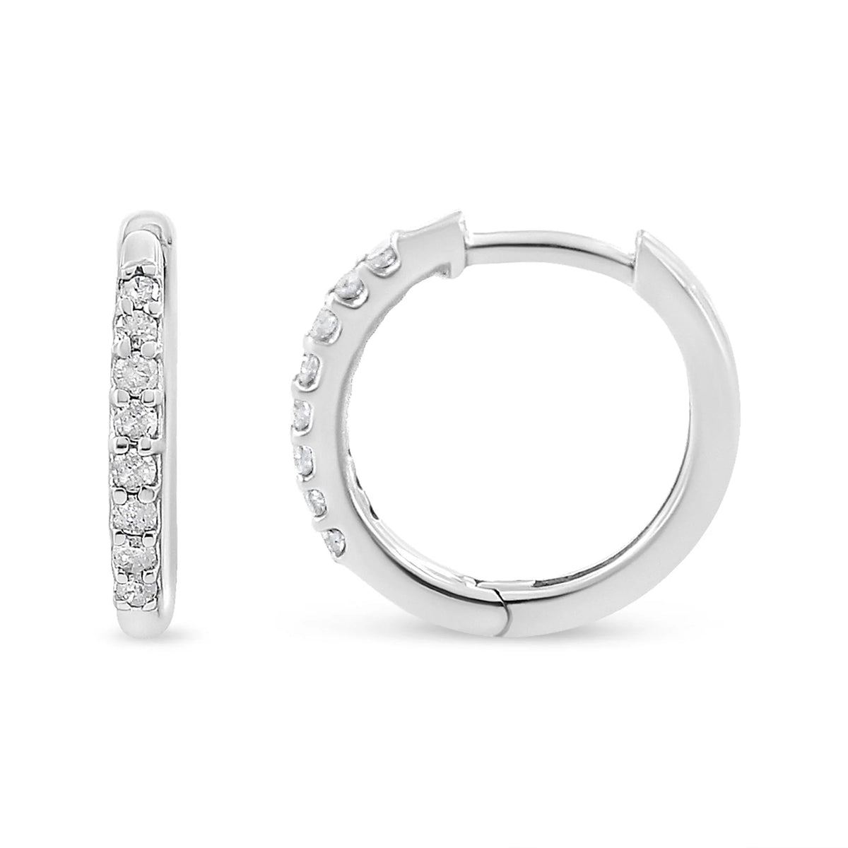 10K White Gold 1/5 Cttw Round - Cut Diamond Modern Hoop Earrings (I - J Color, I3 Clarity) - LinkagejewelrydesignLinkagejewelrydesign