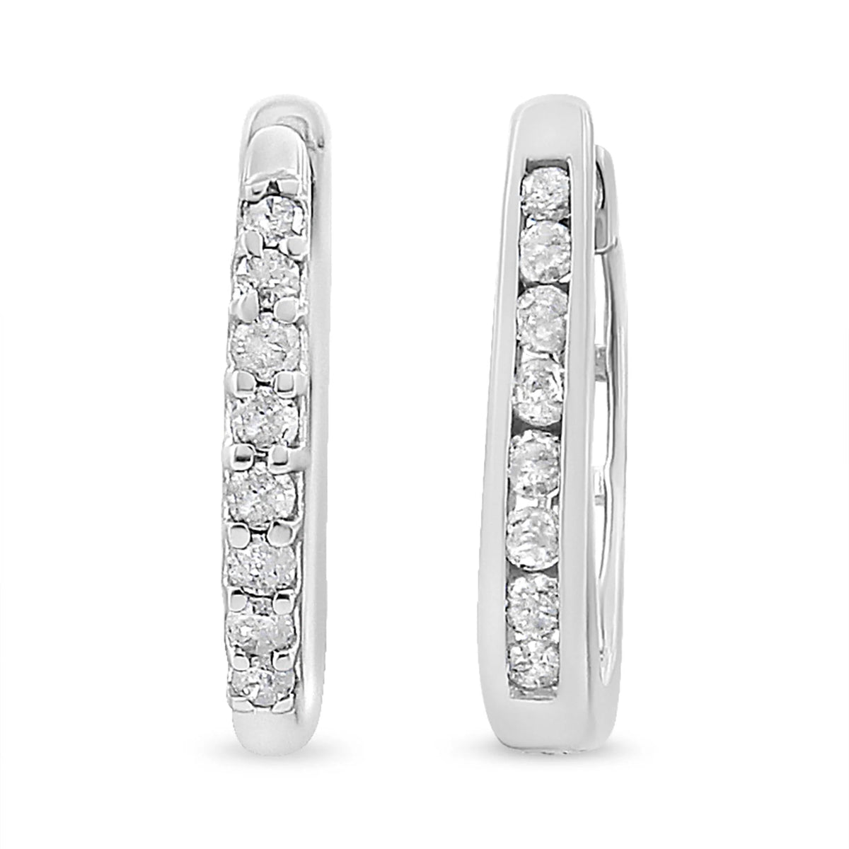 10K White Gold 1/5 Cttw Round - Cut Diamond Modern Hoop Earrings (I - J Color, I3 Clarity) - LinkagejewelrydesignLinkagejewelrydesign