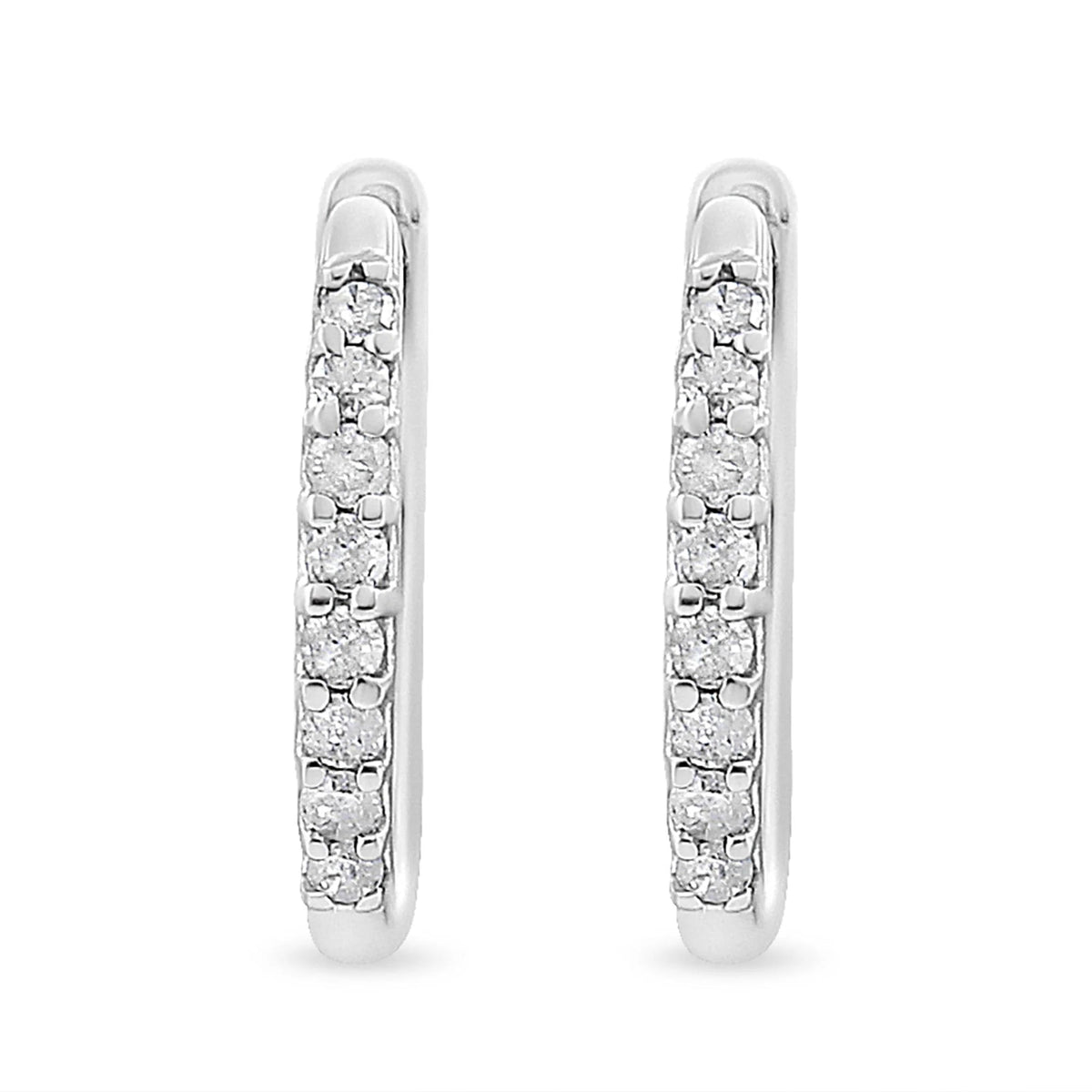 10K White Gold 1/5 Cttw Round - Cut Diamond Modern Hoop Earrings (I - J Color, I3 Clarity) - LinkagejewelrydesignLinkagejewelrydesign