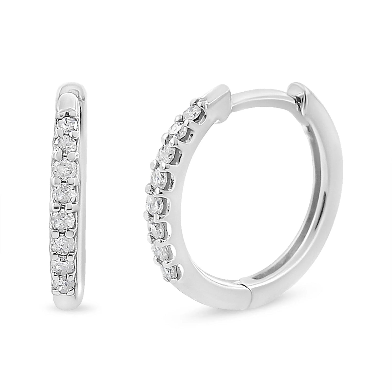 10K White Gold 1/5 Cttw Round - Cut Diamond Modern Hoop Earrings (I - J Color, I3 Clarity) - LinkagejewelrydesignLinkagejewelrydesign