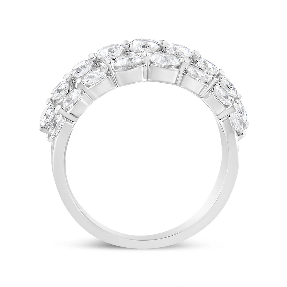 10K White Gold 2 1/2 Cttw Round Natural Diamond 3 Row Band Ring (I - J Color, I1 - I2 Clarity) - LinkagejewelrydesignLinkagejewelrydesign