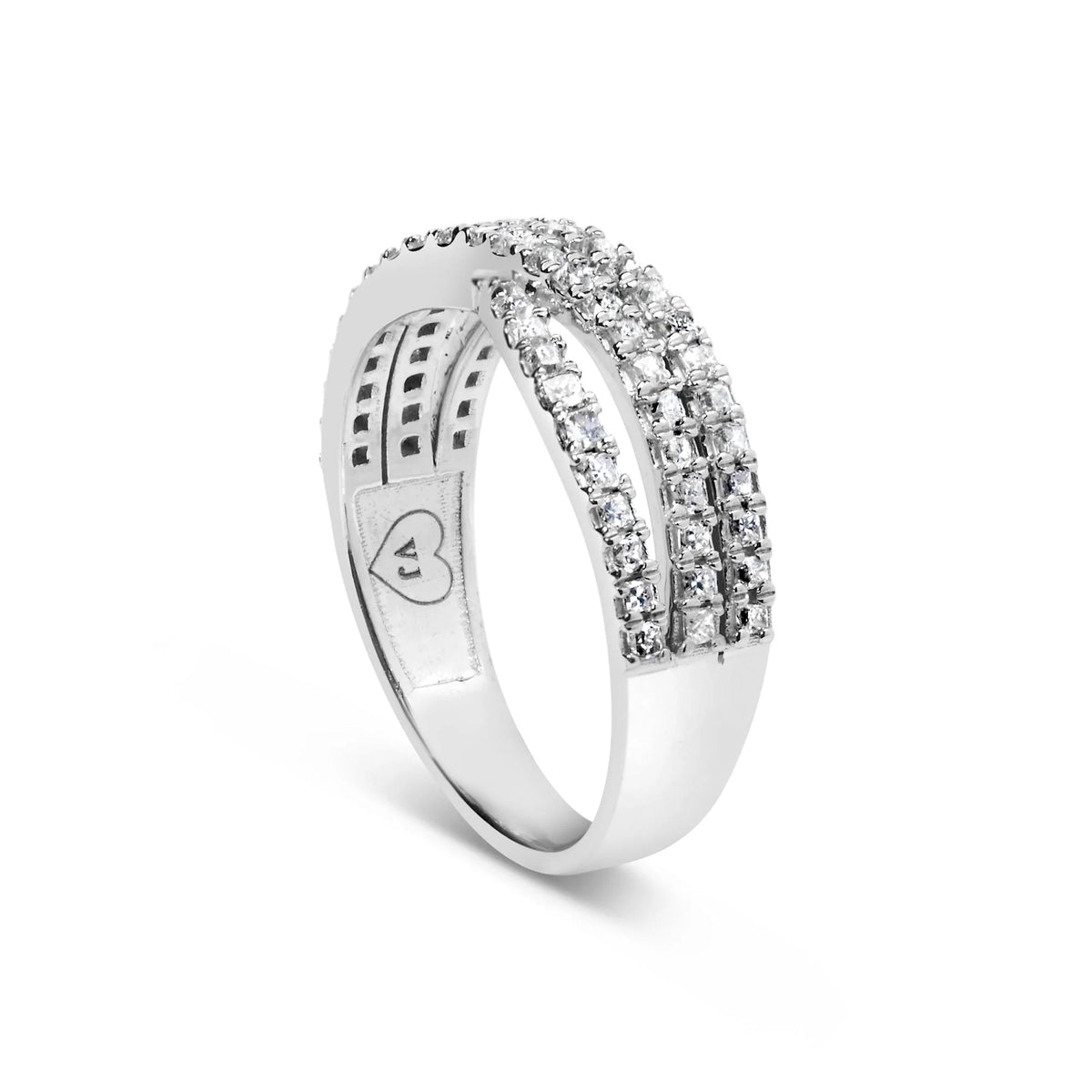 10K White Gold 3/4 Cttw Princess Natural Diamond Split Shank and Weave Band Ring (H - I Color, SI1 - SI2 Clarity) - LinkagejewelrydesignLinkagejewelrydesign