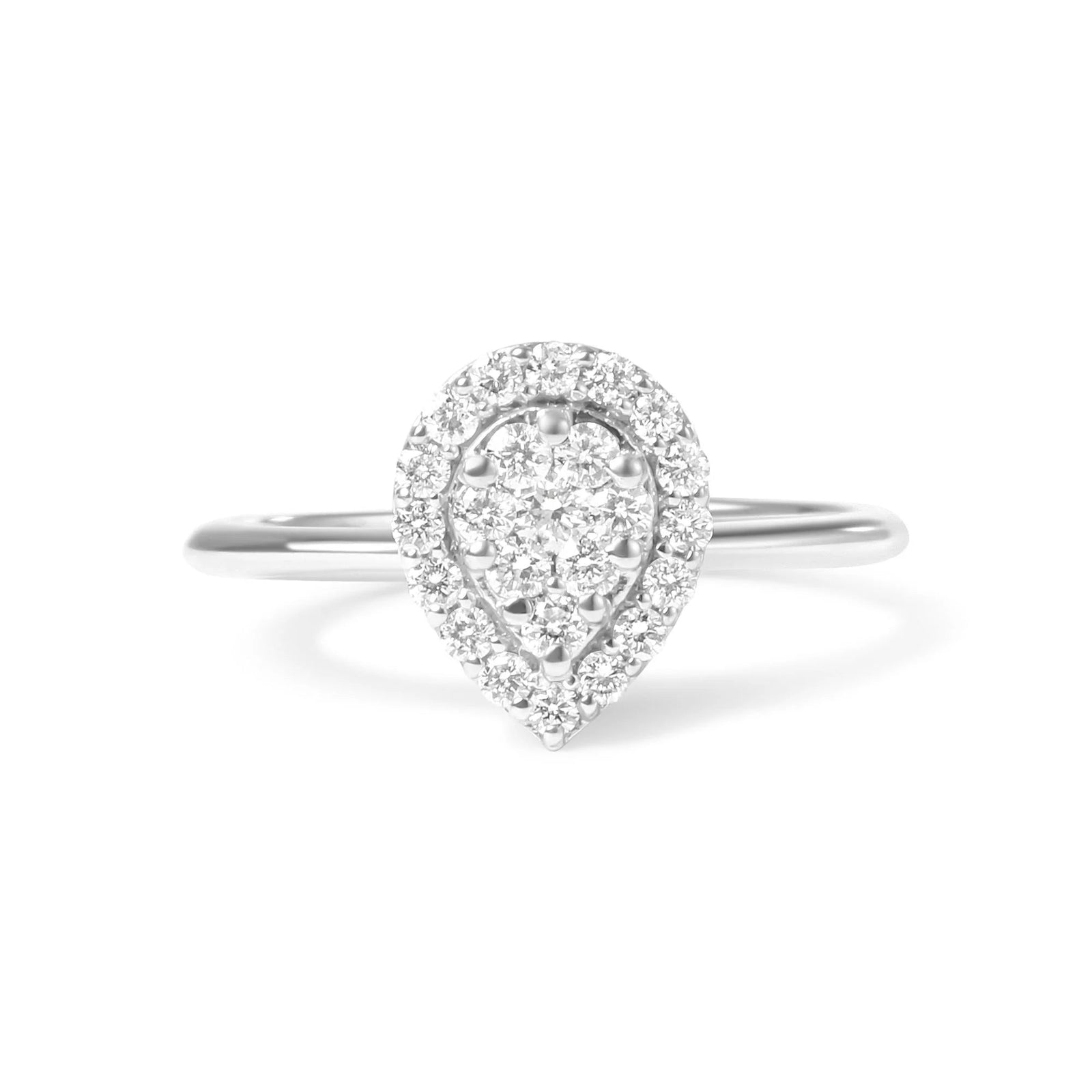 10K White Gold 3/8 Cttw Round - Cut Lab Grown Diamond Cluster Pear Promise Ring (G - H Color, VS2 - SI1 Clarity) - LinkagejewelrydesignLinkagejewelrydesign