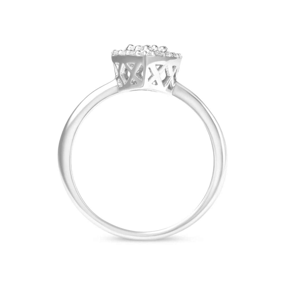 10K White Gold 3/8 Cttw Round - Cut Lab Grown Diamond Cluster Pear Promise Ring (G - H Color, VS2 - SI1 Clarity) - LinkagejewelrydesignLinkagejewelrydesign