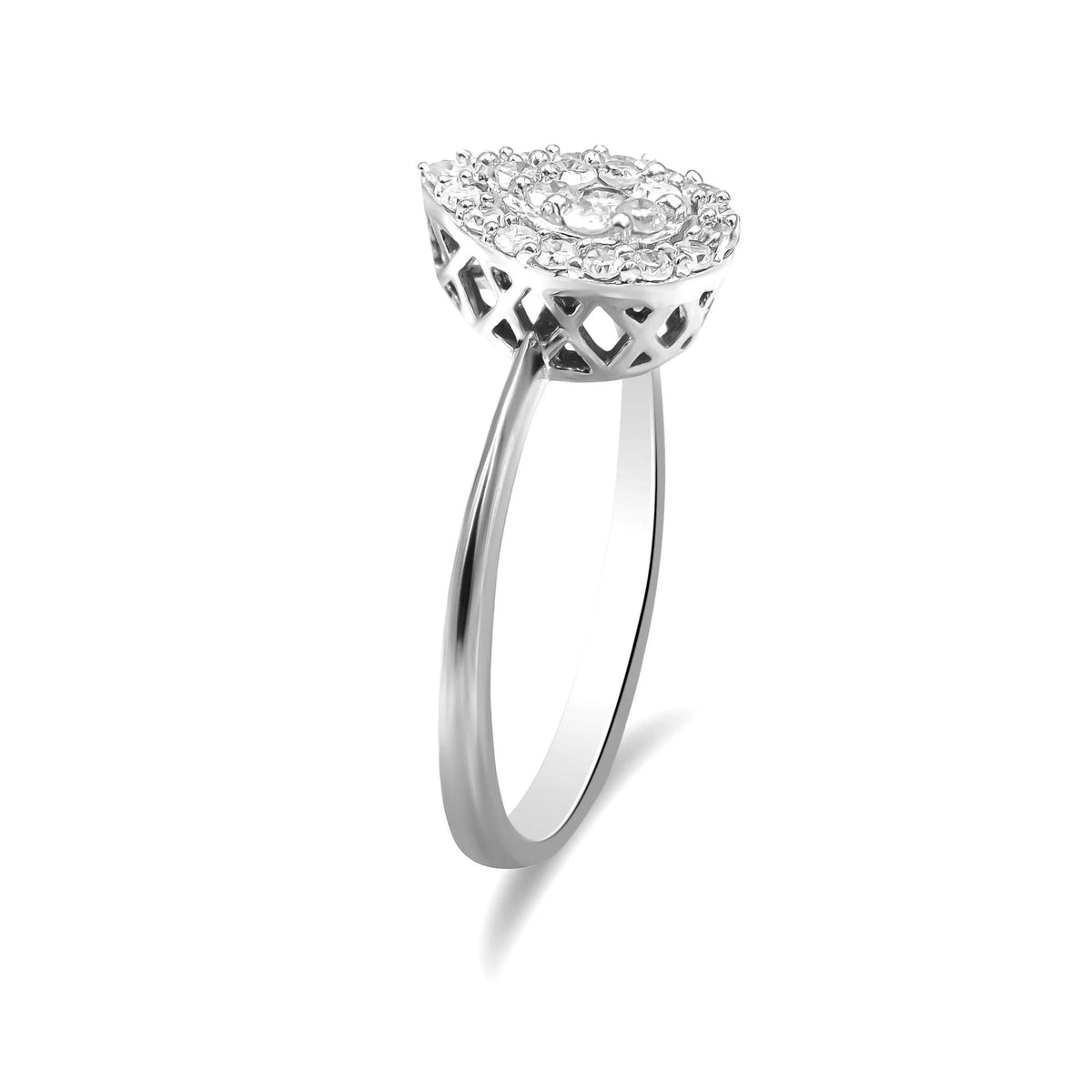 10K White Gold 3/8 Cttw Round - Cut Lab Grown Diamond Cluster Pear Promise Ring (G - H Color, VS2 - SI1 Clarity) - LinkagejewelrydesignLinkagejewelrydesign
