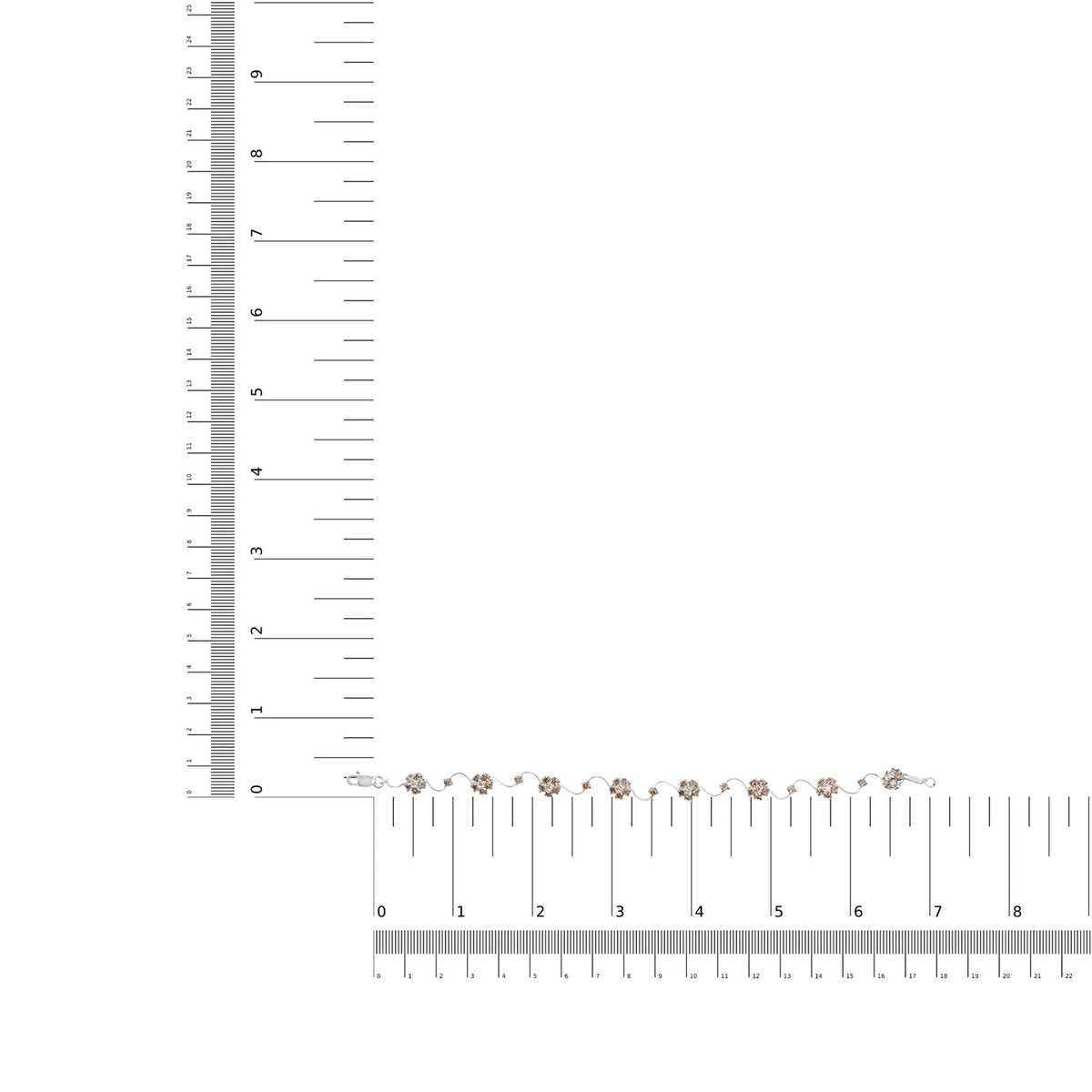 10K White Gold 4.0 Cttw Champagne and White Diamond Floral Cluster and Station Link Bracelet (H - I Color, SI2 - I1 Clarity) - 7" Inches - LinkagejewelrydesignLinkagejewelrydesign