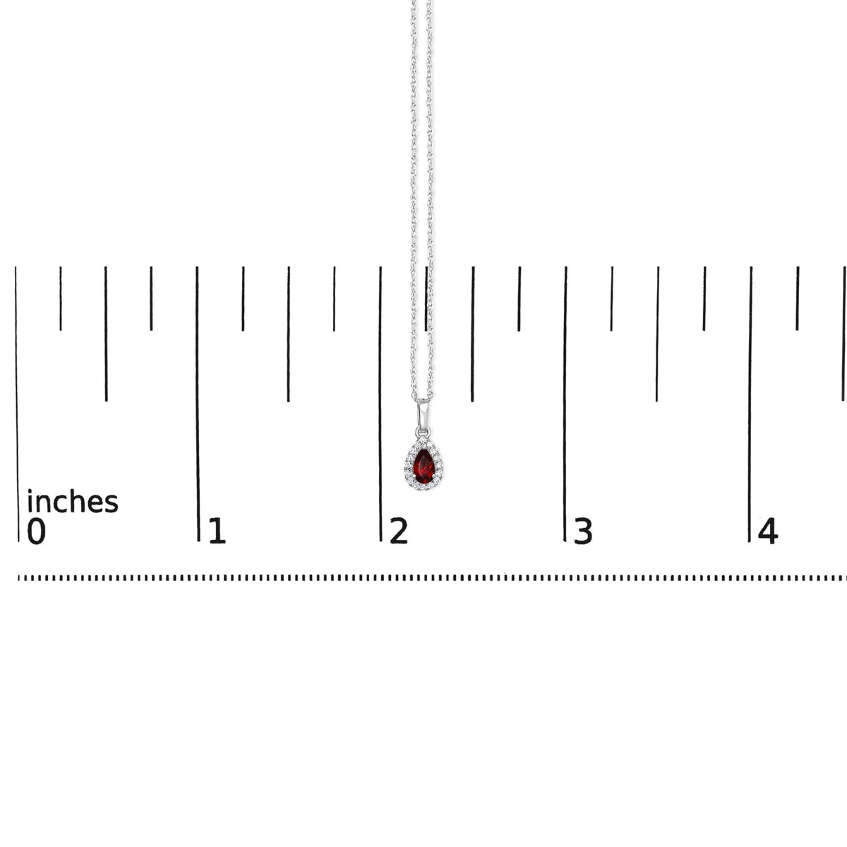 10K White Gold 5x3mm Gemstone and Diamond Accent Halo Pear Shape 18&quot; Pendant Necklace (I - J Color, I1 - I2 Clarity) - LinkagejewelrydesignLinkagejewelrydesign