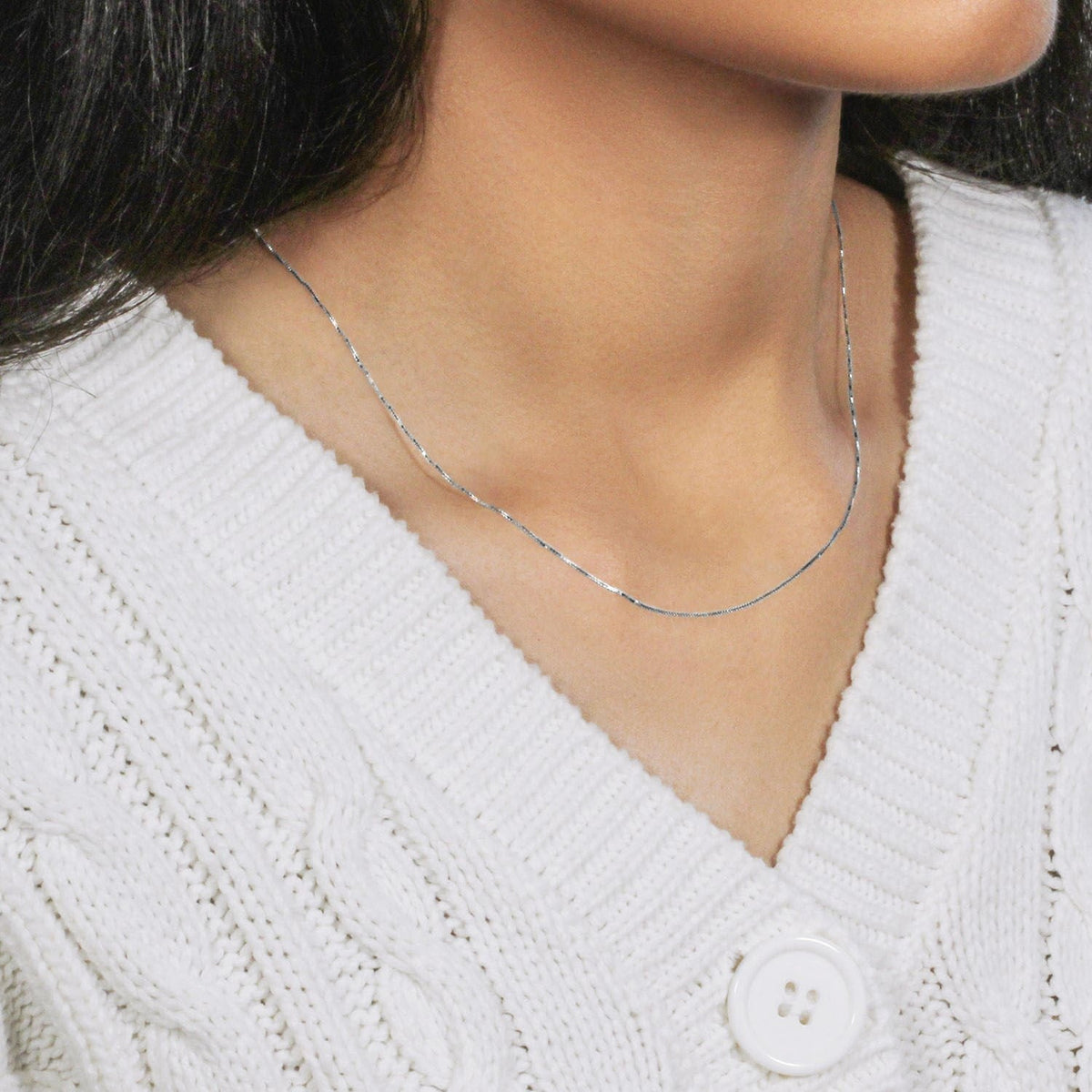 10k White Gold Classic Box Chain 0.6mm - LinkagejewelrydesignLinkagejewelrydesign