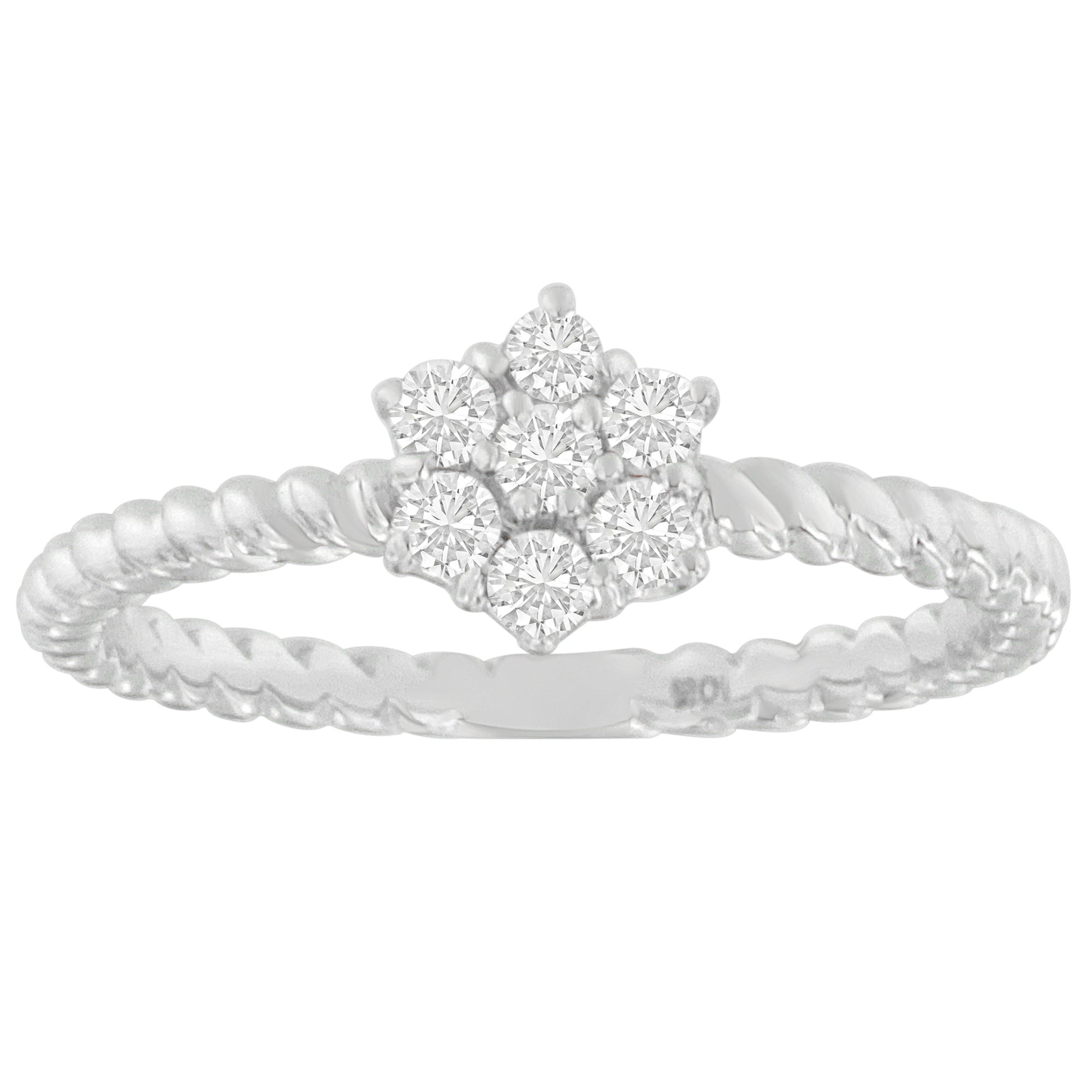 10K White Gold Diamond Cluster Ring (1/4 Cttw, H - I Color, SI1 - SI2 Clarity) - LinkagejewelrydesignLinkagejewelrydesign