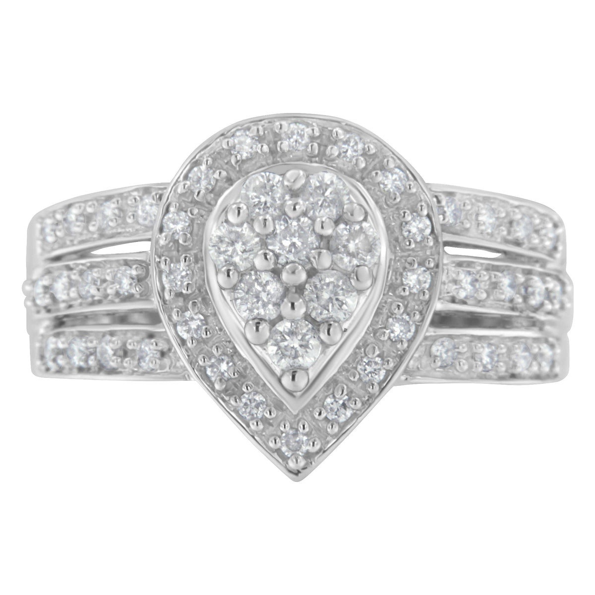 10K White Gold Diamond Cocktail Teardrop Ring (1/2 Cttw, H - I Color, SI2 - I1 Clarity) - LinkagejewelrydesignLinkagejewelrydesign