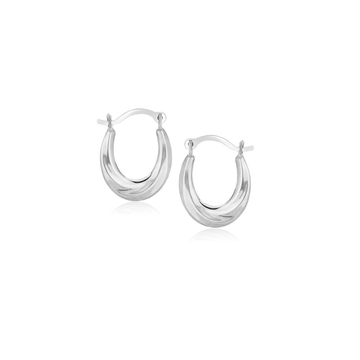 10k White Gold Oval Hoop Earrings - LinkagejewelrydesignLinkagejewelrydesign