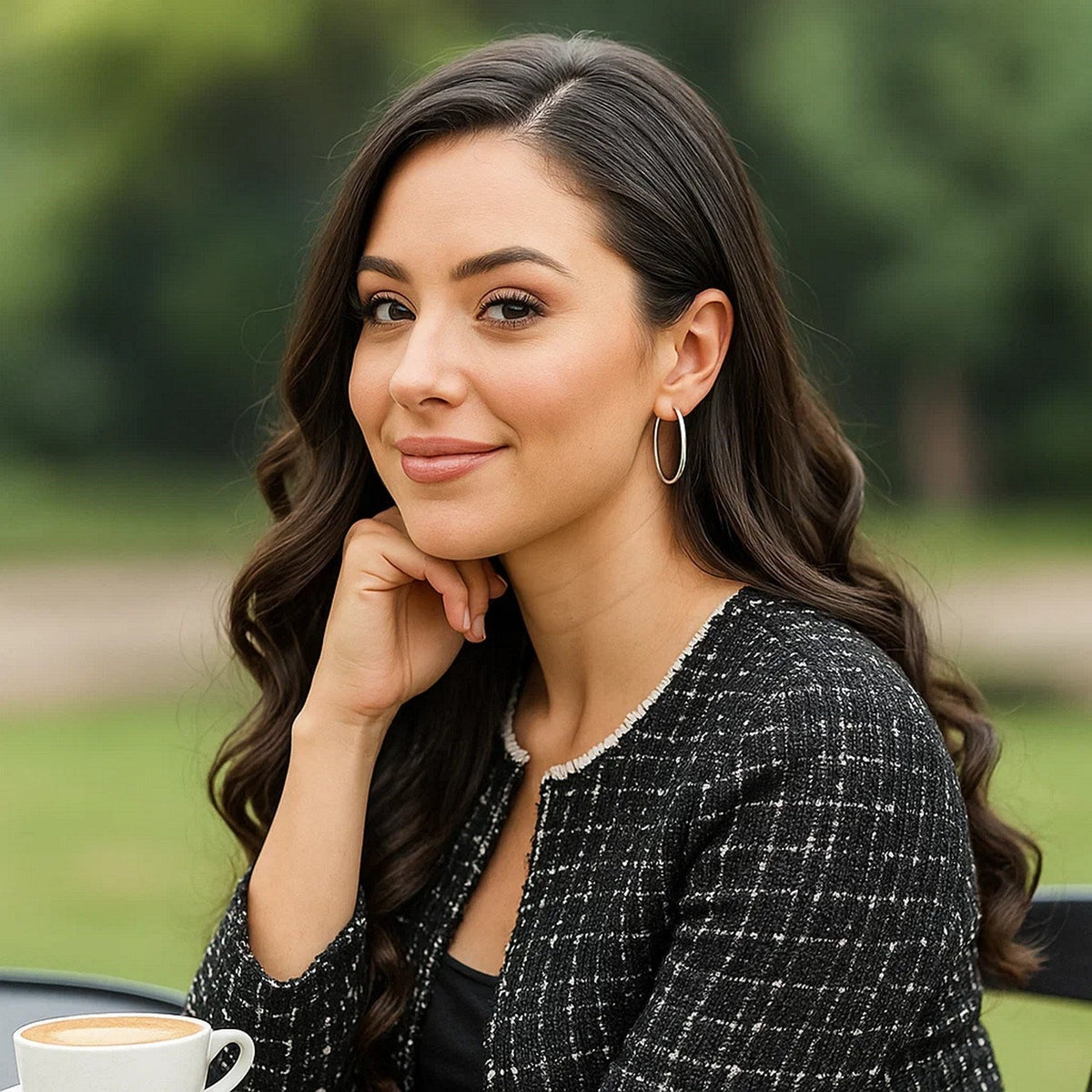 10k White Gold Polished Hoop Earrings (2x40 mm) - LinkagejewelrydesignLinkagejewelrydesign