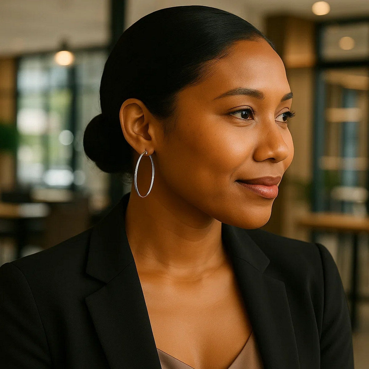 10k White Gold Polished Hoop Earrings (40mm) - LinkagejewelrydesignLinkagejewelrydesign