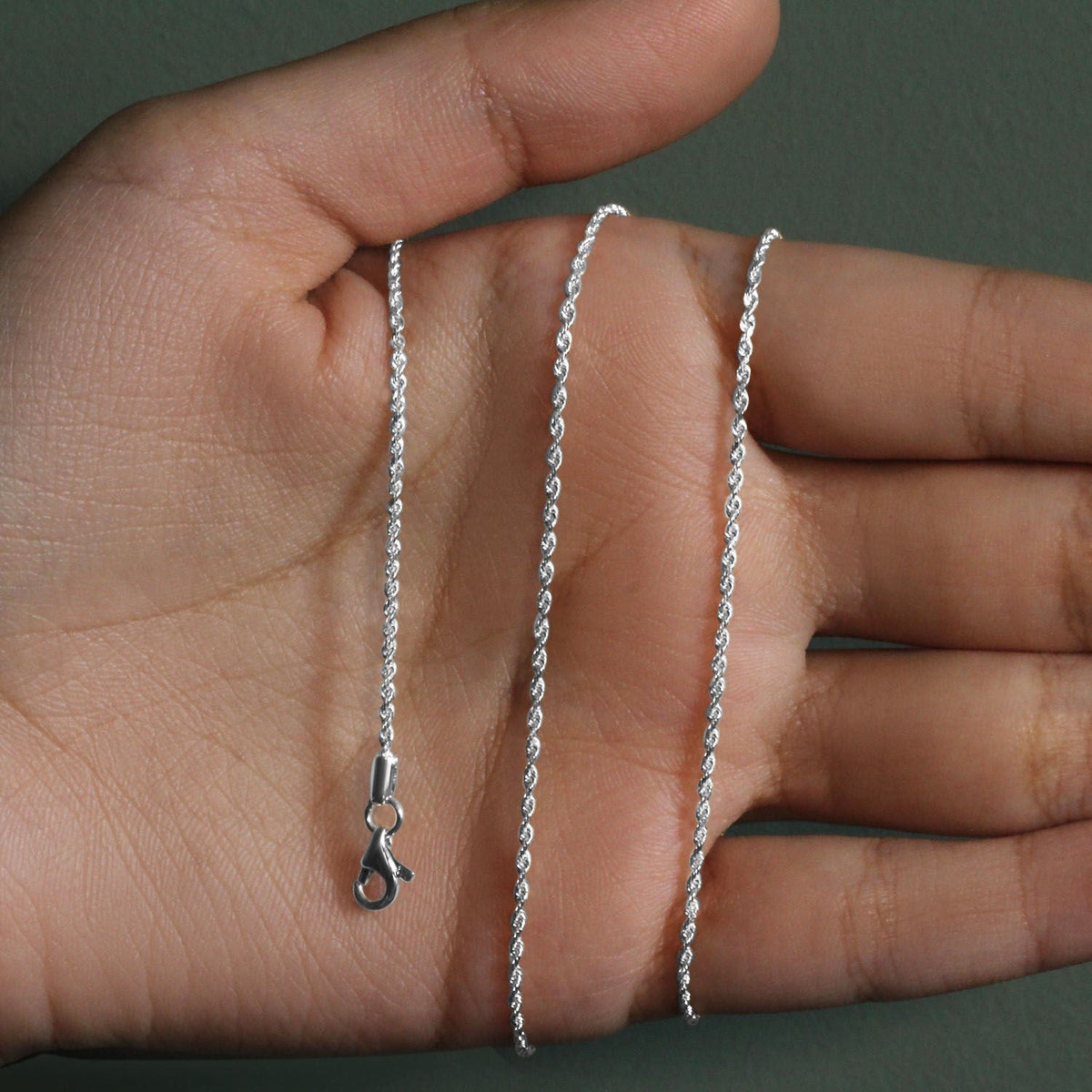 10k White Gold Solid Diamond Cut Rope Chain (1.40 mm) - LinkagejewelrydesignLinkagejewelrydesign