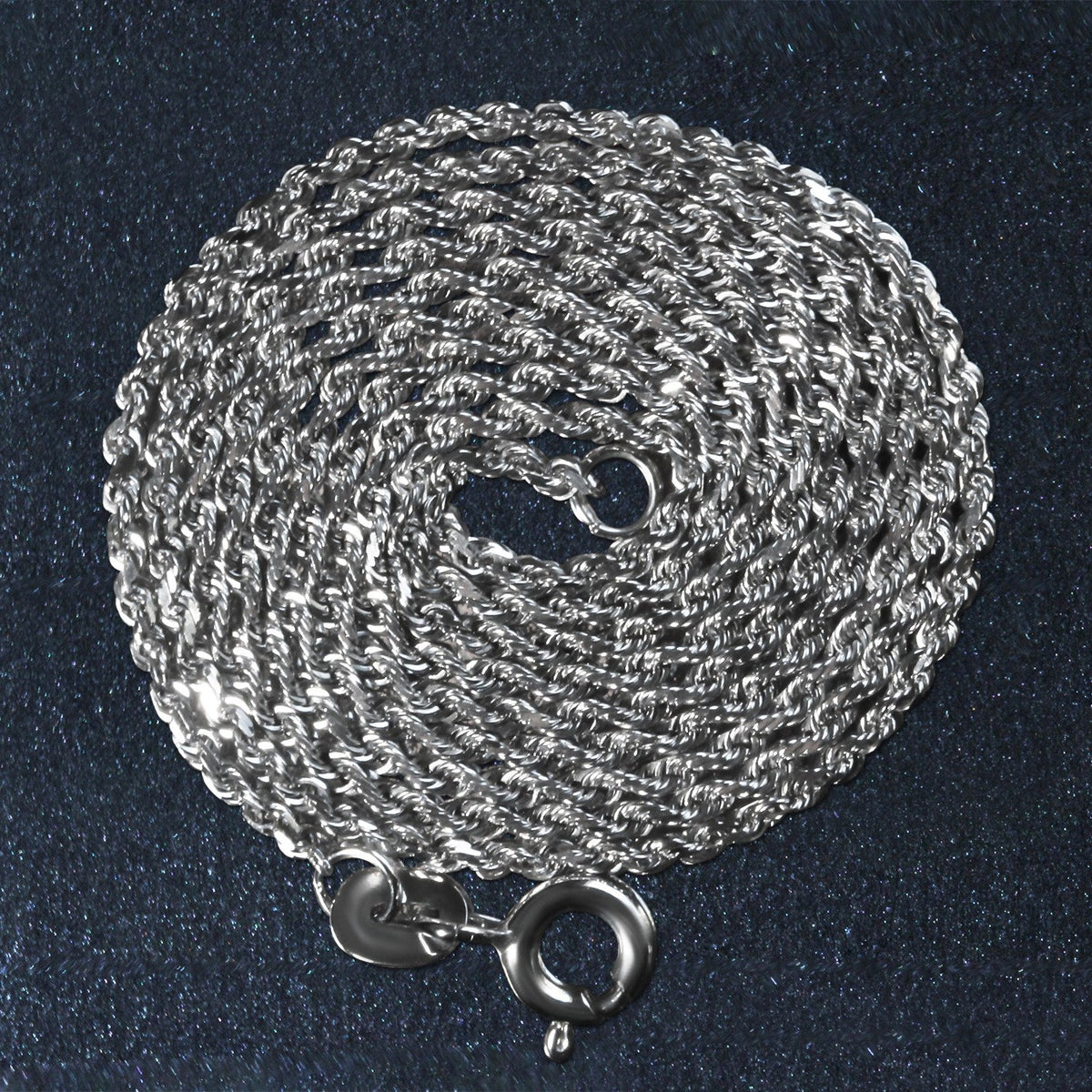 10k White Gold Solid Diamond Cut Rope Chain (1.40 mm) - LinkagejewelrydesignLinkagejewelrydesign