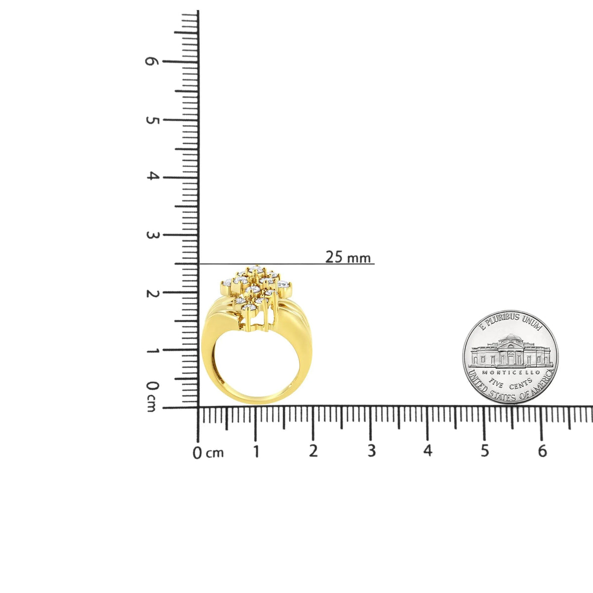 10K Yellow Gold 1 1/2 Cttw Diamond Cluster Tapered Shank Cocktail Ring Cocktail Ring (I - J Color, I1 - I2 Clarity) - LinkagejewelrydesignLinkagejewelrydesign