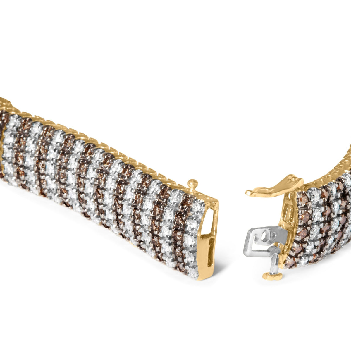 10K Yellow Gold 10 CTW 1/3 Cttw Alternating Coco Color and White Diamond 5 Row Tennis Bracelet (Brown/H - I Color, SI1 - SI2 Clarity) - Size 7.25 - LinkagejewelrydesignLinkagejewelrydesign