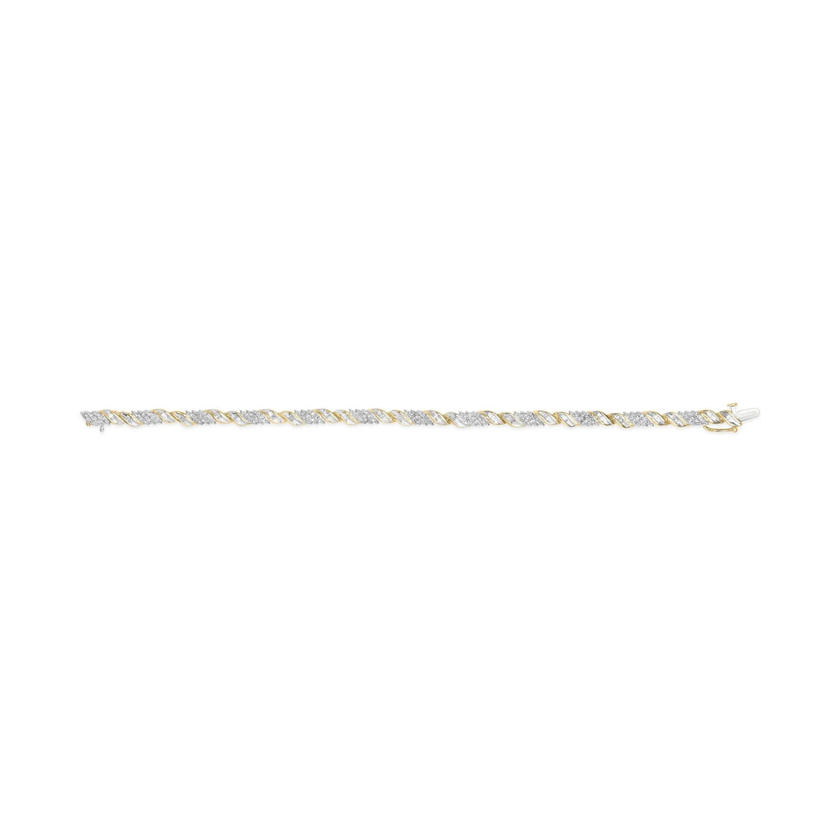 10K Yellow Gold 1.00 Cttw Diamond Wave Cluster Link Bracelet (J - K Color, SI1 - SI2 Clarity) - 7" Inches - LinkagejewelrydesignLinkagejewelrydesign