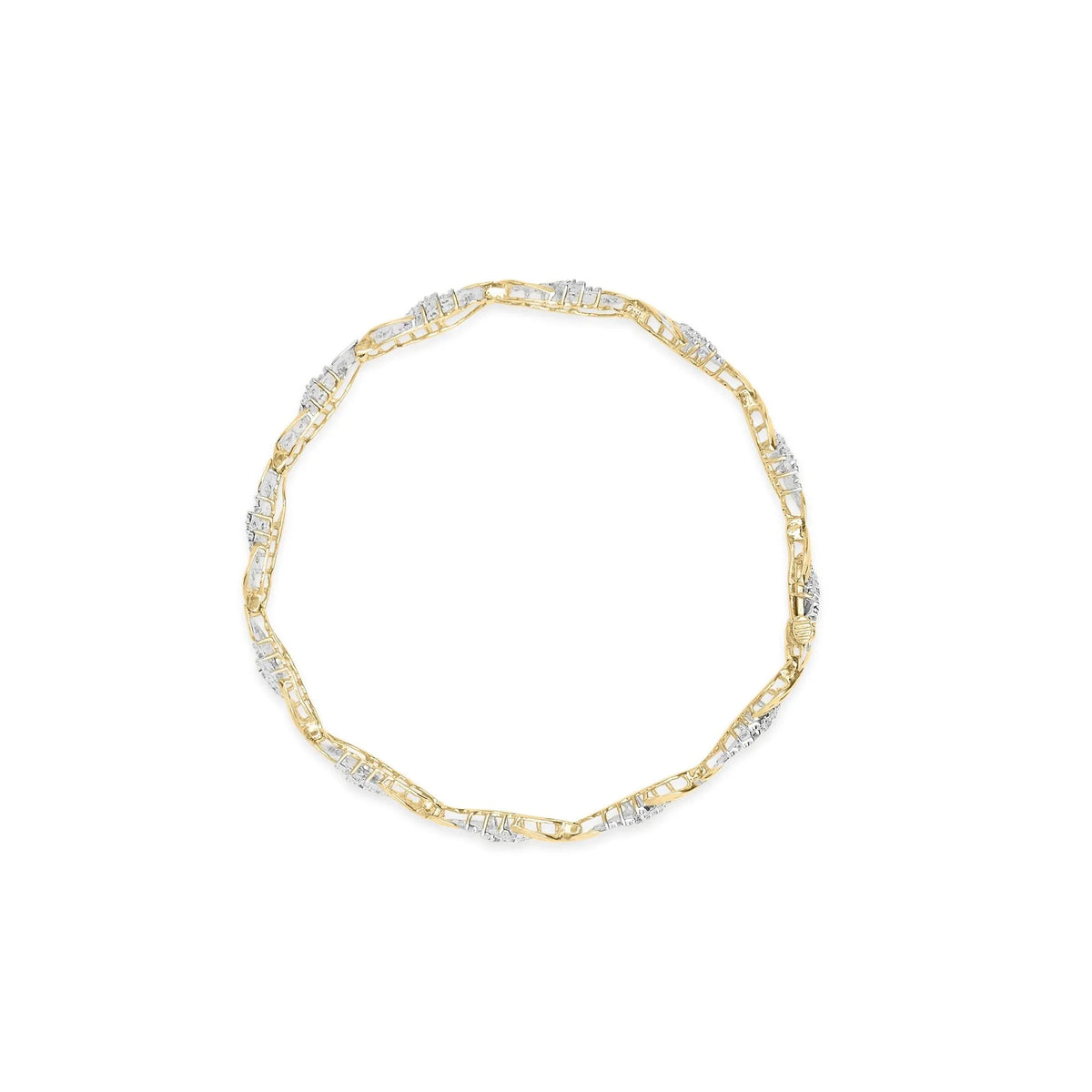 10K Yellow Gold 1.00 Cttw Diamond Wave Cluster Link Bracelet (J - K Color, SI1 - SI2 Clarity) - 7" Inches - LinkagejewelrydesignLinkagejewelrydesign