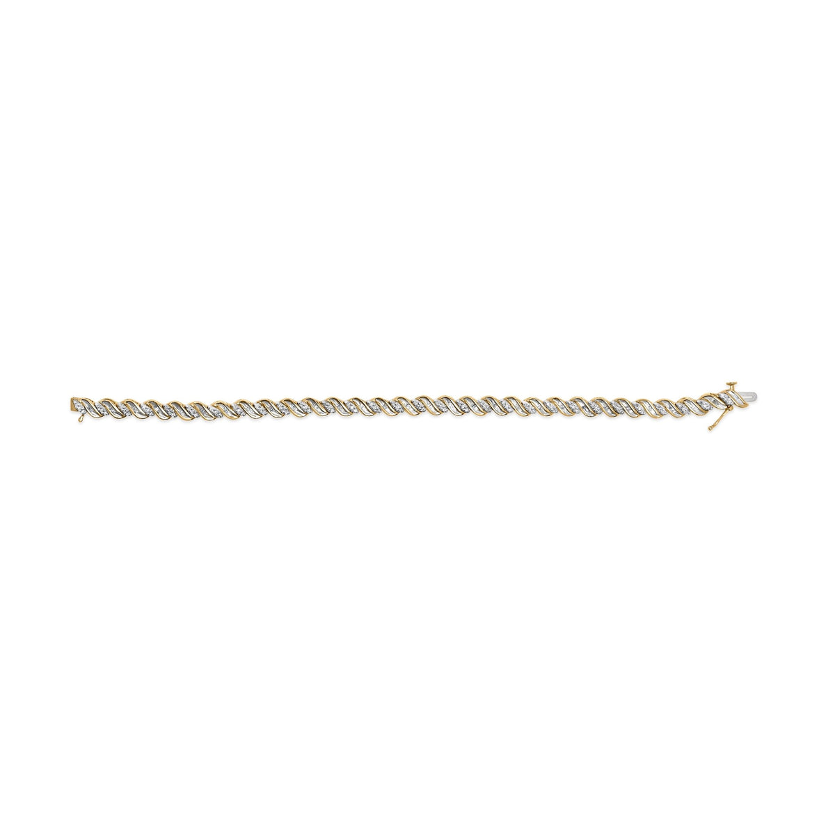 10k Yellow Gold 1.00 Cttw Round - Cut and Baguette - Cut S - Link 7.25" Bracelet (I - J Color, I2 - I3 Clarity) - LinkagejewelrydesignLinkagejewelrydesign