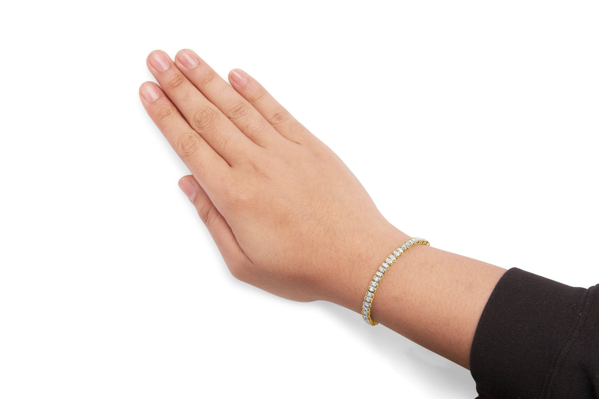 10K Yellow Gold 1.00 Cttw Round - Cut Diamond Link Bracelet (I - J Color, I3 - Promo Clarity) - Size 7" - LinkagejewelrydesignLinkagejewelrydesign