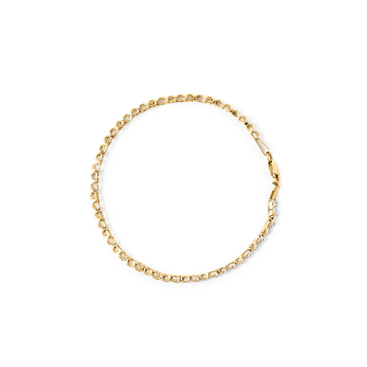10K Yellow Gold 1.00 Cttw Round - Cut Diamond Link Bracelet (I - J Color, I3 - Promo Clarity) - Size 7" - LinkagejewelrydesignLinkagejewelrydesign