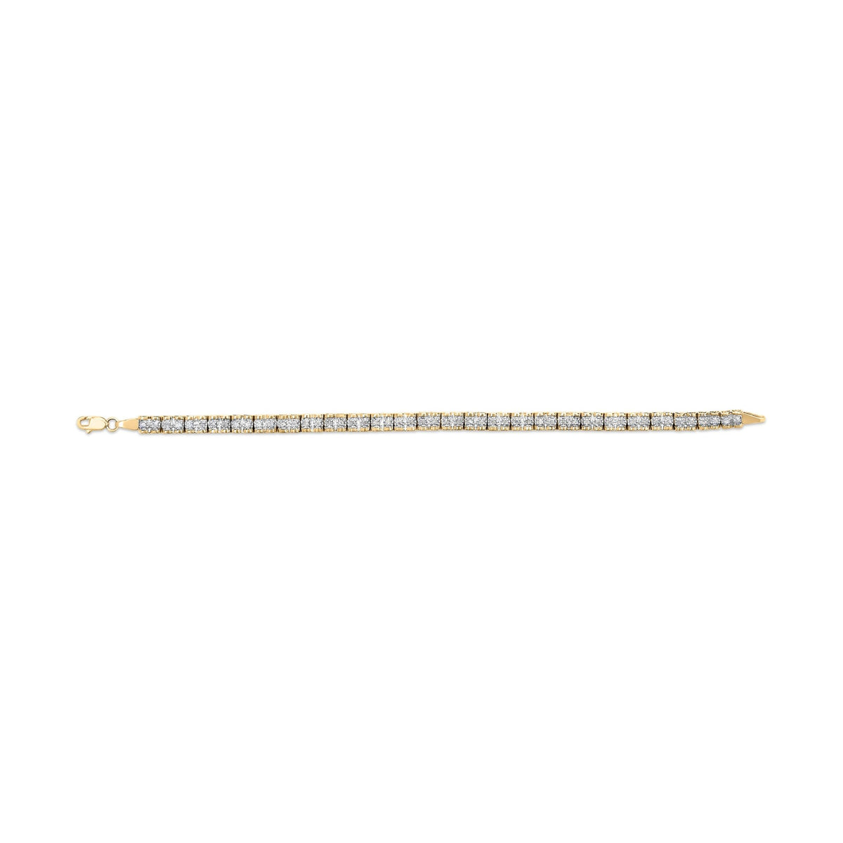 10K Yellow Gold 1.00 Cttw Round - Cut Diamond Link Bracelet (I - J Color, I3 - Promo Clarity) - Size 7" - LinkagejewelrydesignLinkagejewelrydesign