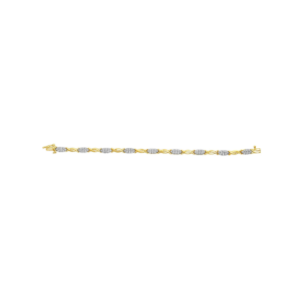 10K Yellow Gold 1.00 Cttw Round - Cut Diamond Spiral Link 7" Bracelet (H - I Color, I2 - I3 Clarity) - LinkagejewelrydesignLinkagejewelrydesign