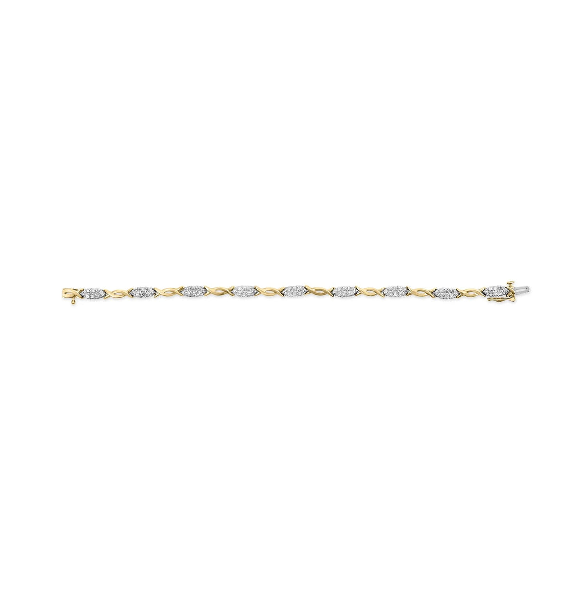 10K Yellow Gold 1.00 Cttw Round - Cut Diamond Spiral Link 7" Bracelet (H - I Color, I2 - I3 Clarity) - LinkagejewelrydesignLinkagejewelrydesign
