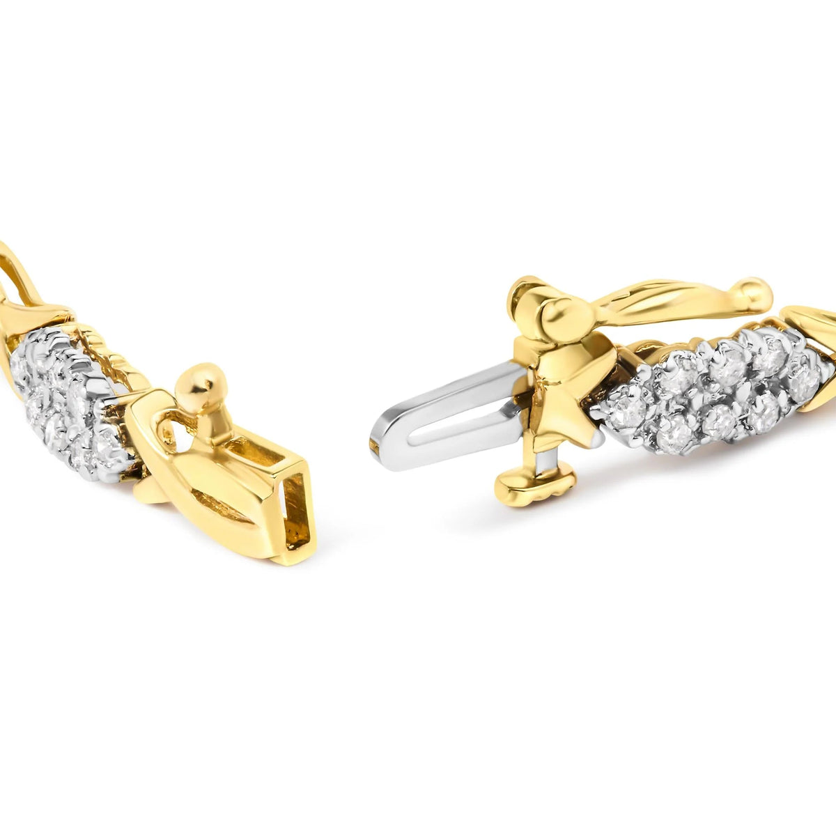 10K Yellow Gold 1.00 Cttw Round - Cut Diamond Spiral Link 7" Bracelet (H - I Color, I2 - I3 Clarity) - LinkagejewelrydesignLinkagejewelrydesign