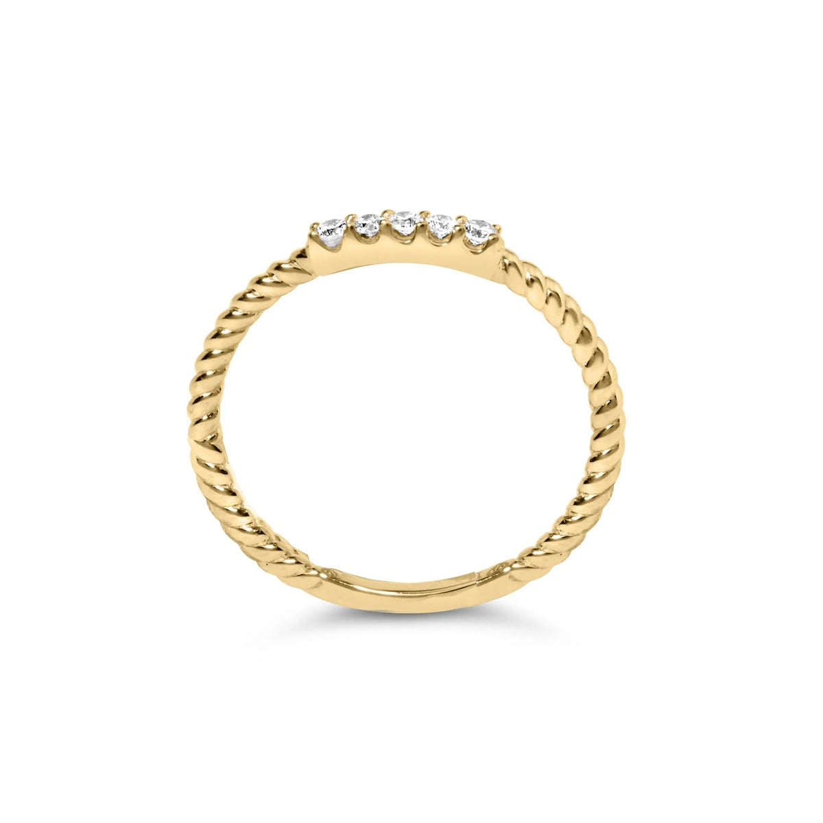 10K Yellow Gold 1/10 Cttw Diamond 5 Stone Braided Shank Band Ring (I - J Color, I2 - I3 Clarity) - LinkagejewelrydesignLinkagejewelrydesign
