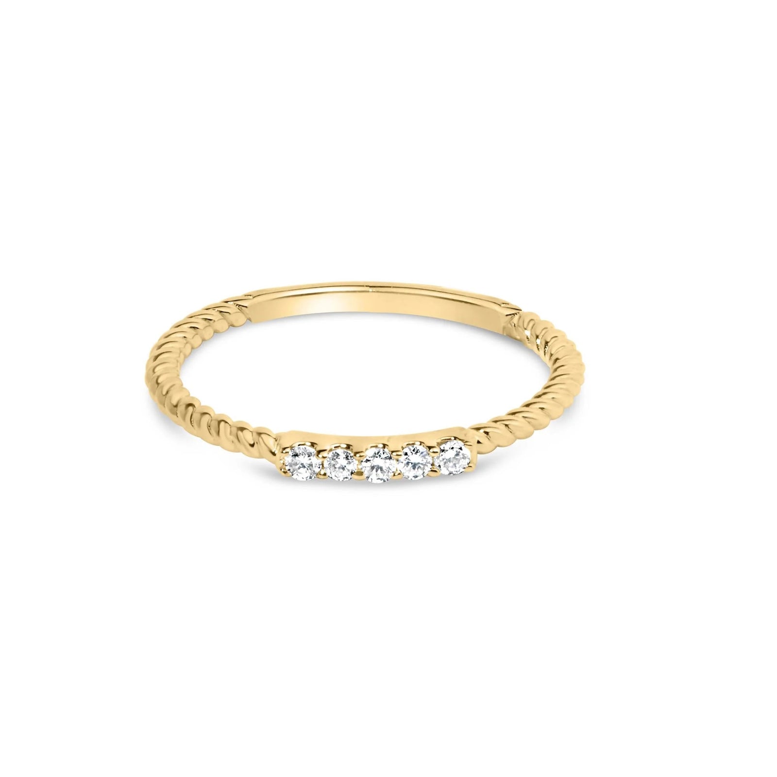 10K Yellow Gold 1/10 Cttw Diamond 5 Stone Braided Shank Band Ring (I - J Color, I2 - I3 Clarity) - LinkagejewelrydesignLinkagejewelrydesign