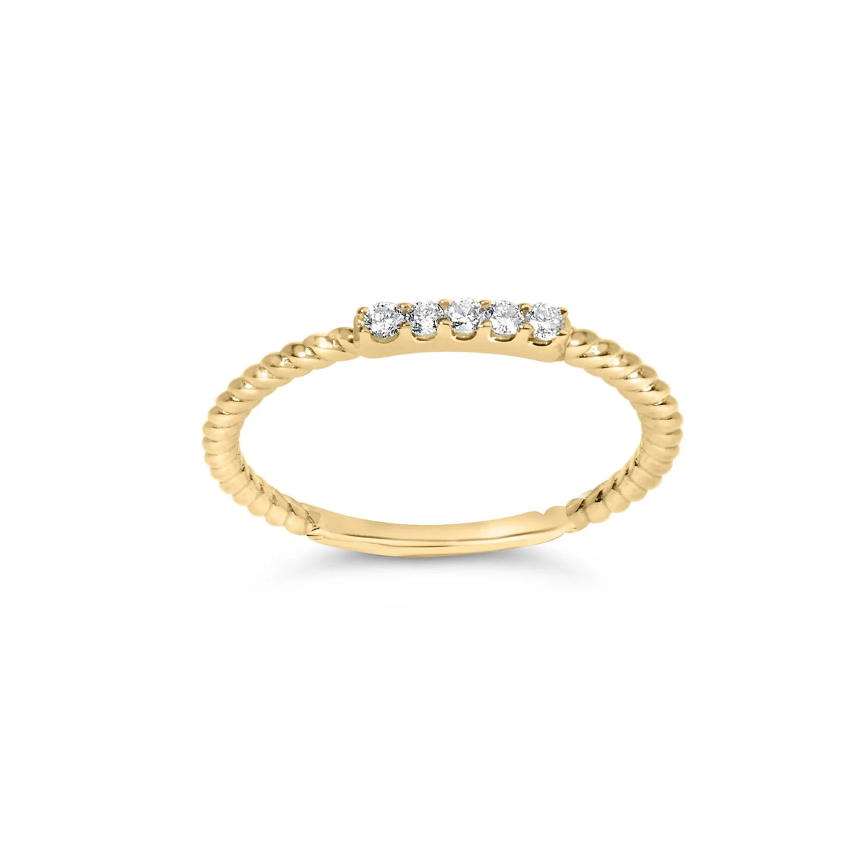 10K Yellow Gold 1/10 Cttw Diamond 5 Stone Braided Shank Band Ring (I - J Color, I2 - I3 Clarity) - LinkagejewelrydesignLinkagejewelrydesign