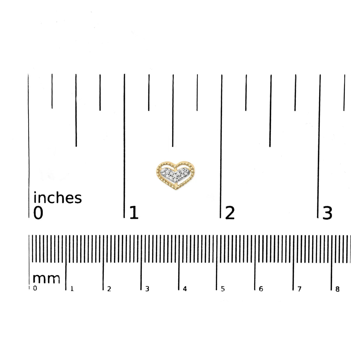 10K Yellow Gold 1/10 Cttw Diamond Heart and Beaded Halo Stud Earrings (I - J Color, I1 - I2 Clarity) - LinkagejewelrydesignLinkagejewelrydesign